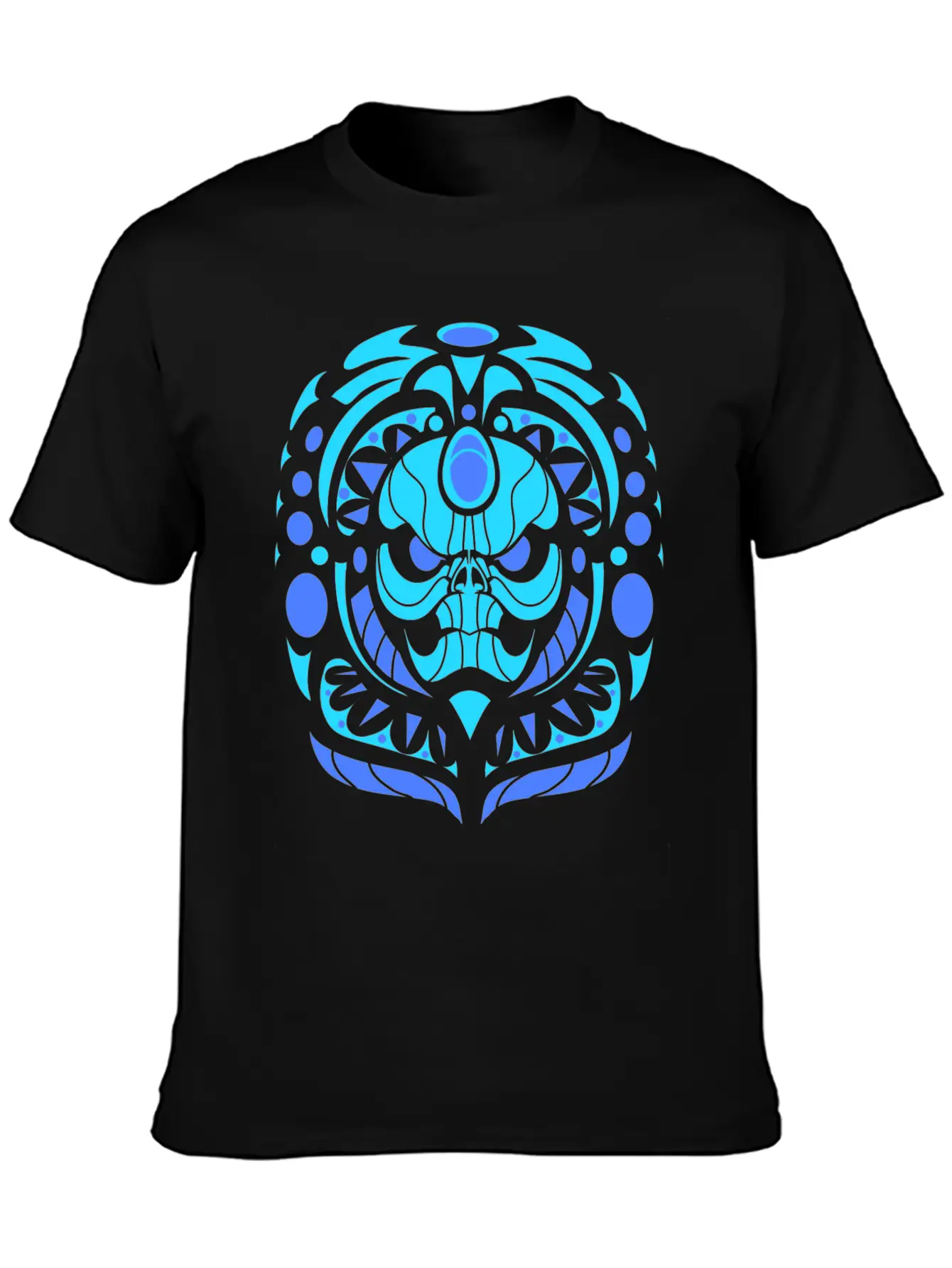 Tribal Skull Blue Unisex Casual T-Shirt – Clean Design For Daily Comfort