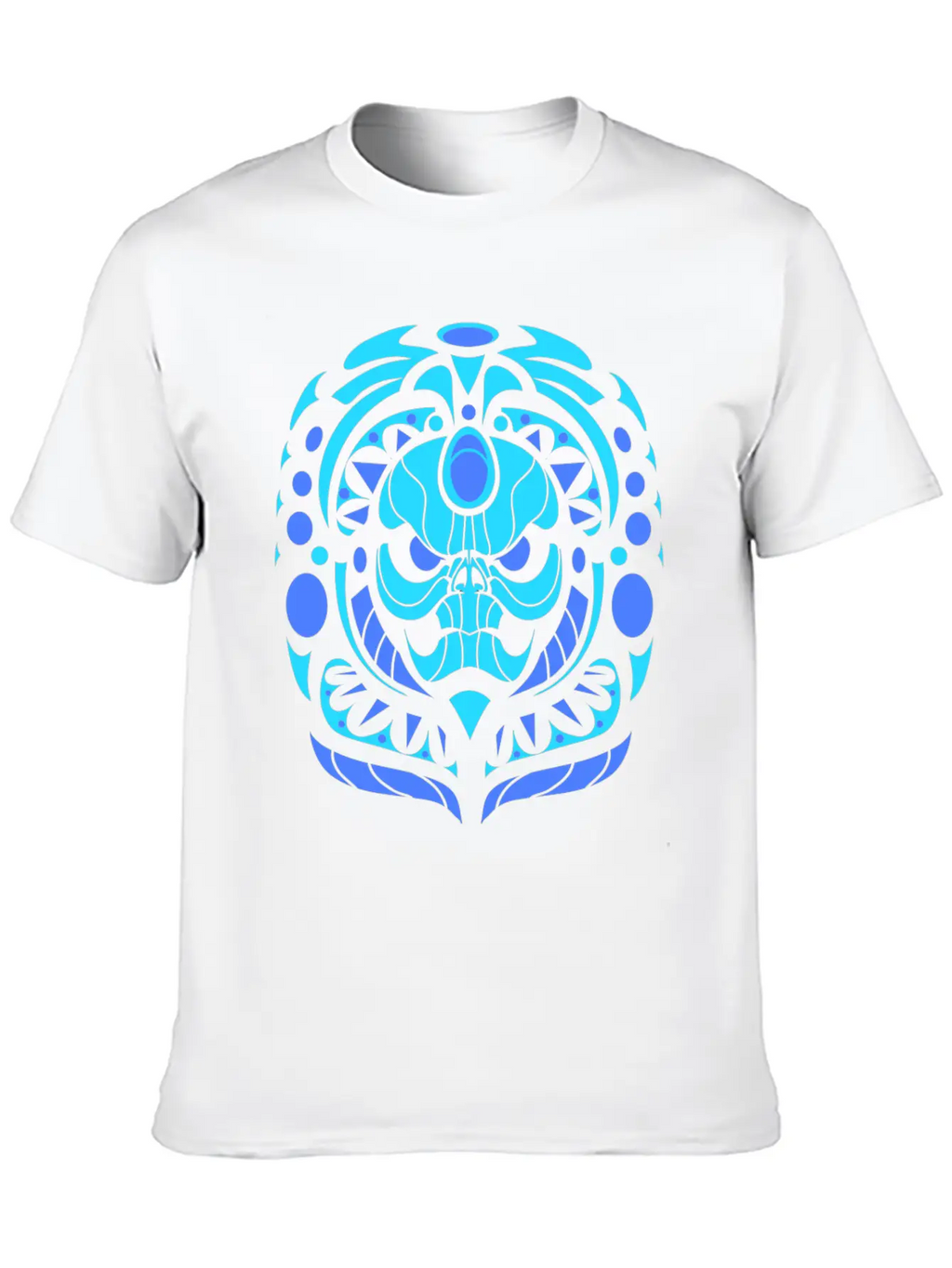 Tribal Skull Blue Unisex Casual T-Shirt – Clean Design For Daily Comfort