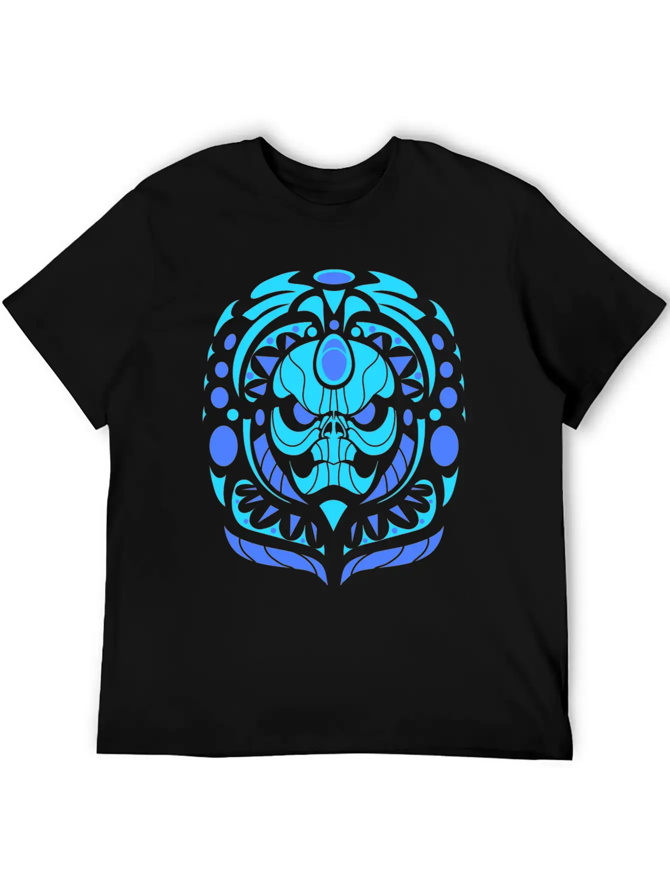 Tribal Skull Blue Unisex Casual T-Shirt – Clean Design For Daily Comfort