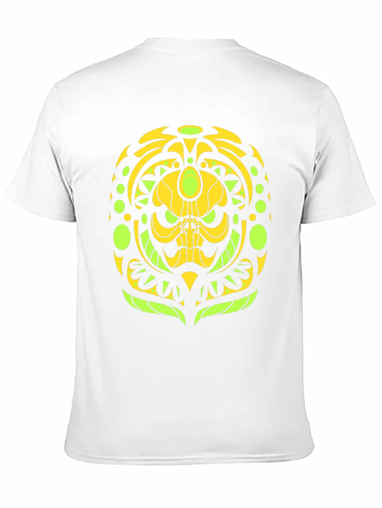Tribal Skull Yellow Unisex Short Sleeve Soft Cotton T-Shirt – Casual Everyday Wear
