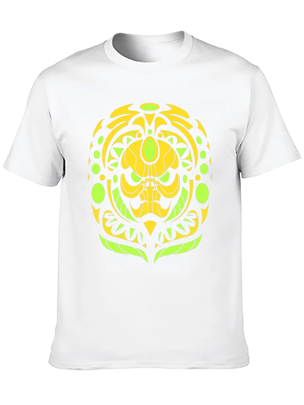 Tribal Skull Yellow Unisex Short Sleeve Soft Cotton T-Shirt – Casual Everyday Wear