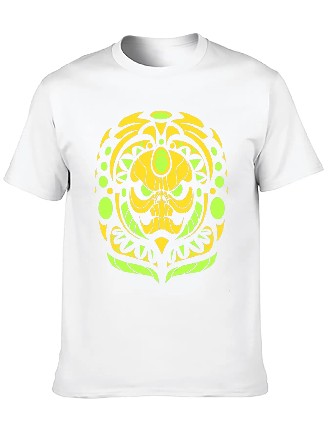 Tribal Skull Yellow Unisex Short Sleeve Soft Cotton T-Shirt – Casual Everyday Wear