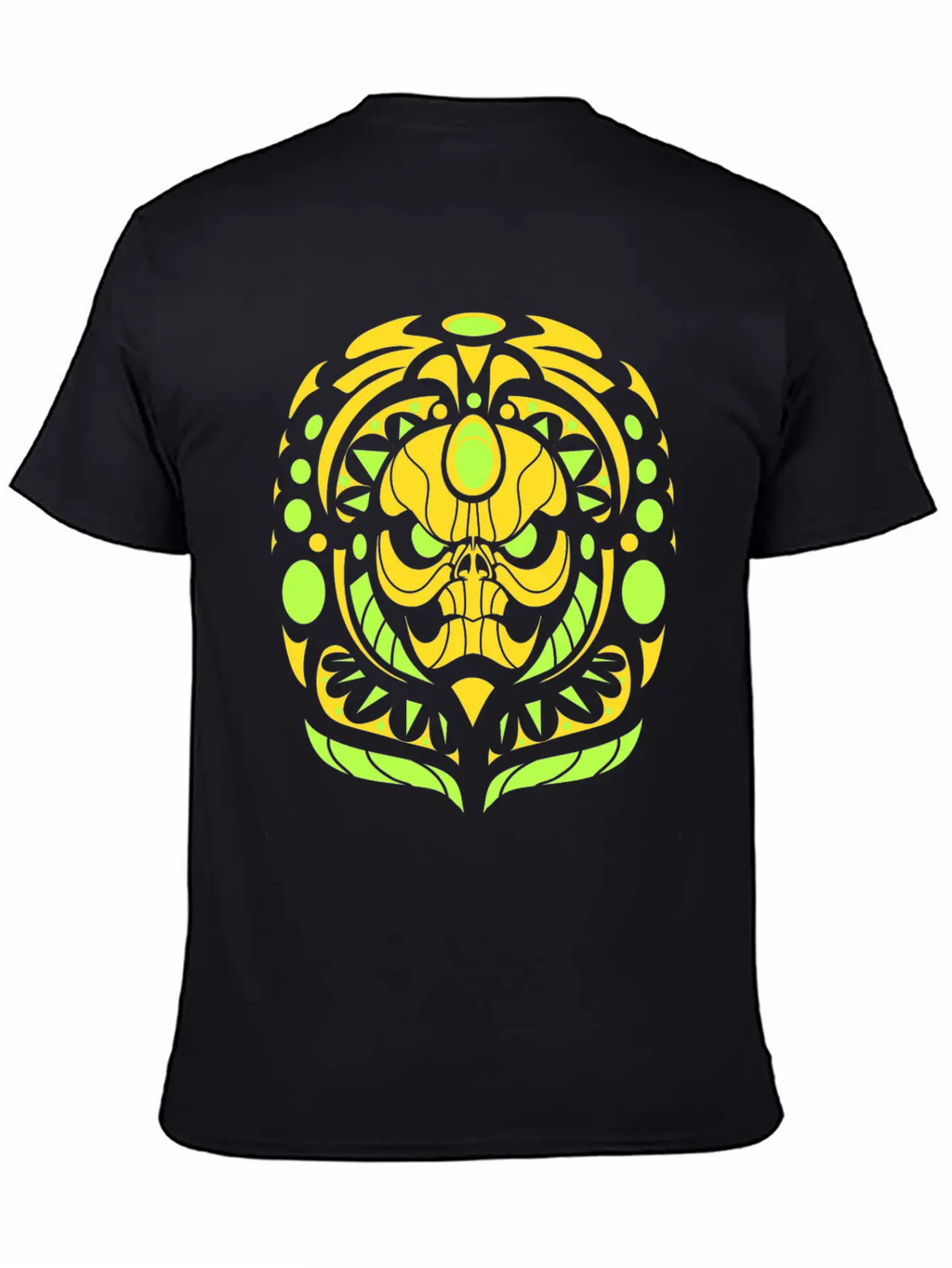 Tribal Skull Yellow Unisex Short Sleeve Soft Cotton T-Shirt – Casual Everyday Wear