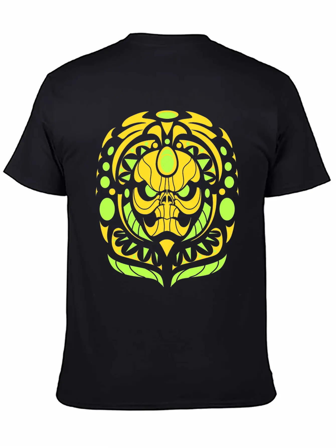 Tribal Skull Yellow Unisex Short Sleeve Soft Cotton T-Shirt – Casual Everyday Wear