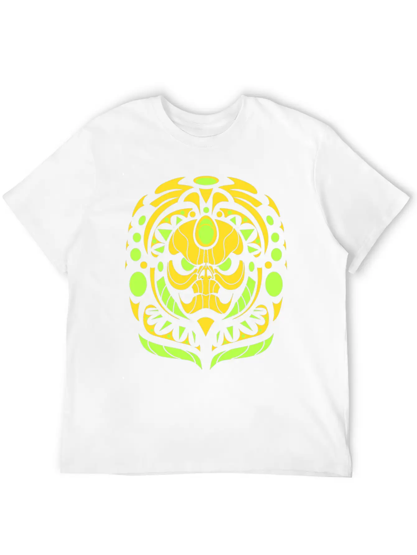 Tribal Skull Yellow Unisex Short Sleeve Soft Cotton T-Shirt – Casual Everyday Wear
