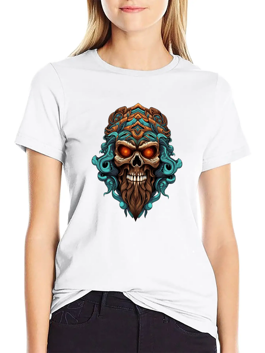 Tribal Style Skull Unisex Casual T-Shirt – Clean Design For Daily Comfort