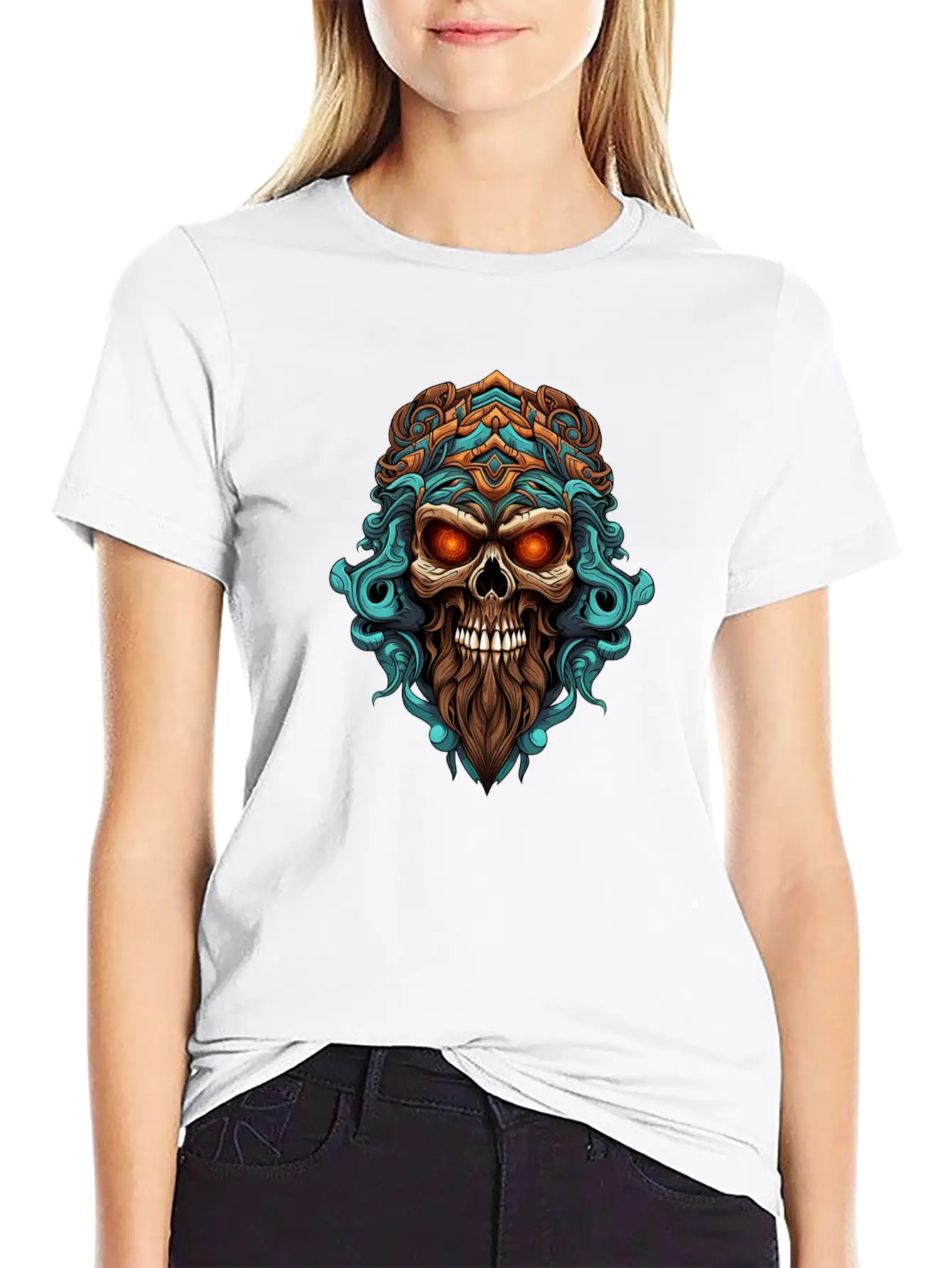 Tribal Style Skull Unisex Casual T-Shirt – Clean Design For Daily Comfort