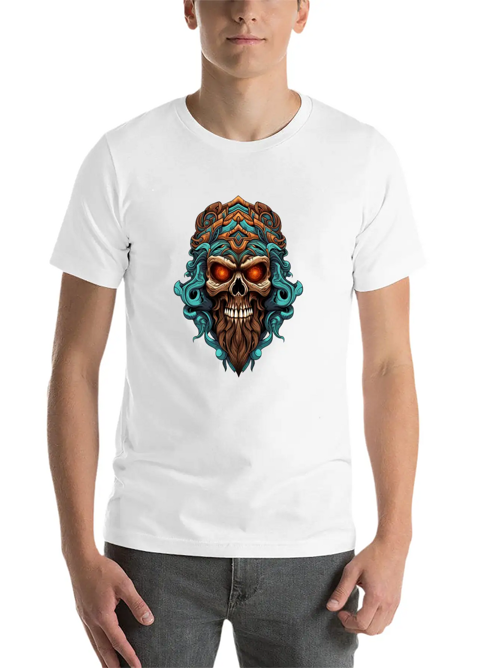 Tribal Style Skull Unisex Casual T-Shirt – Clean Design For Daily Comfort