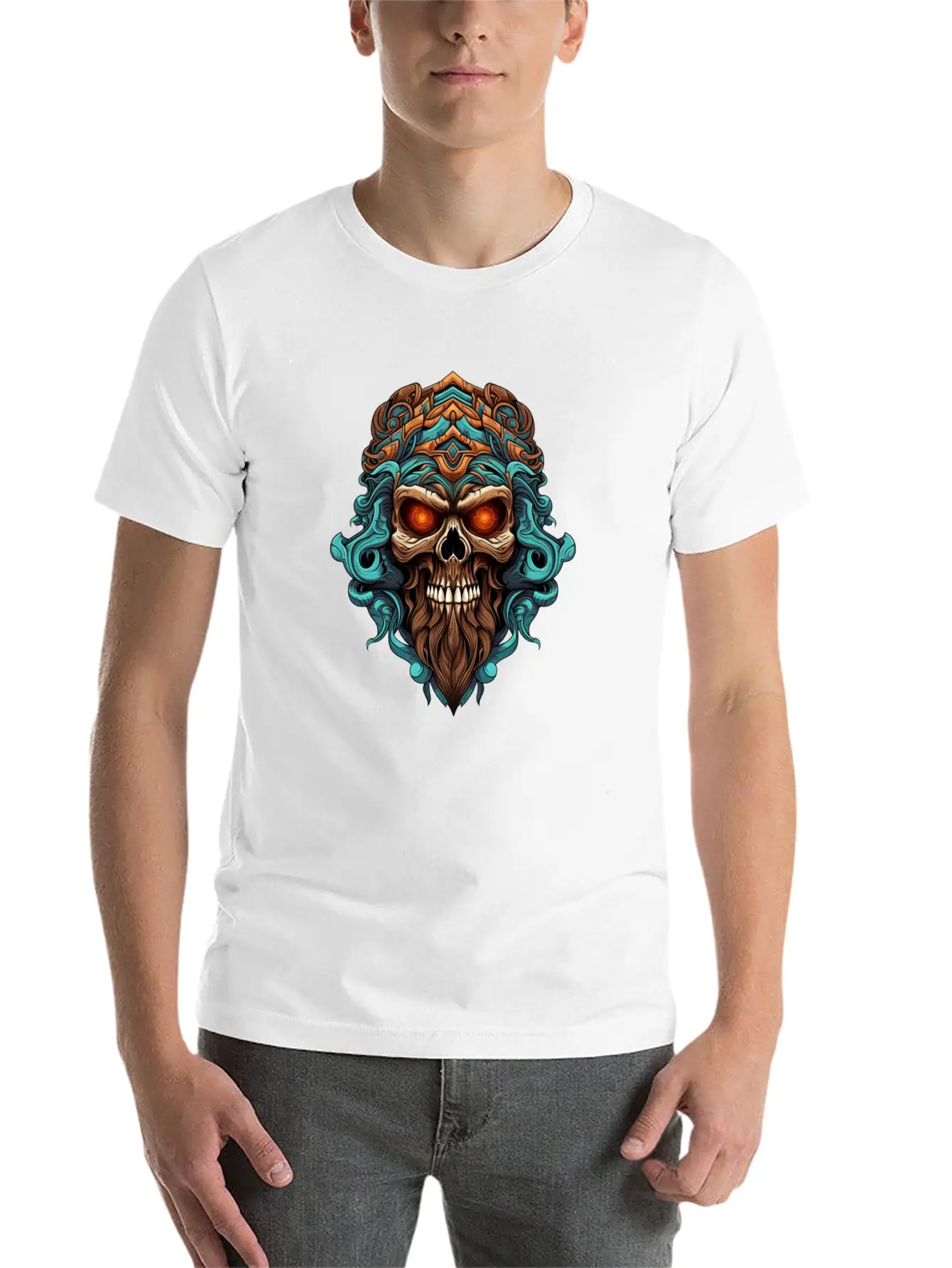 Tribal Style Skull Unisex Casual T-Shirt – Clean Design For Daily Comfort