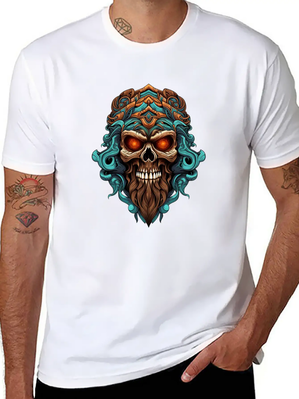 Tribal Style Skull Unisex Casual T-Shirt – Clean Design For Daily Comfort