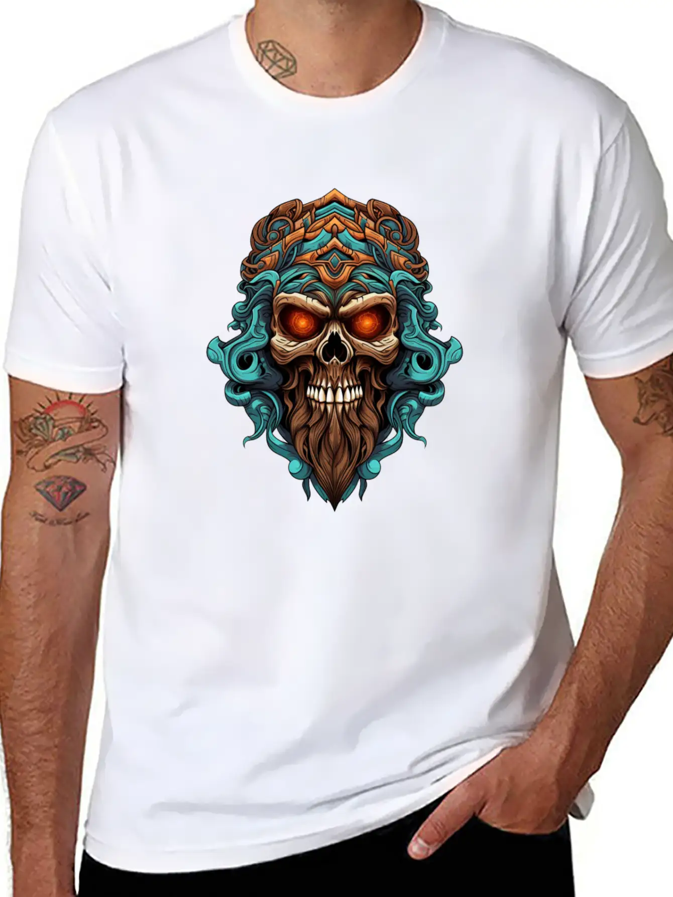 Tribal Style Skull Unisex Casual T-Shirt – Clean Design For Daily Comfort