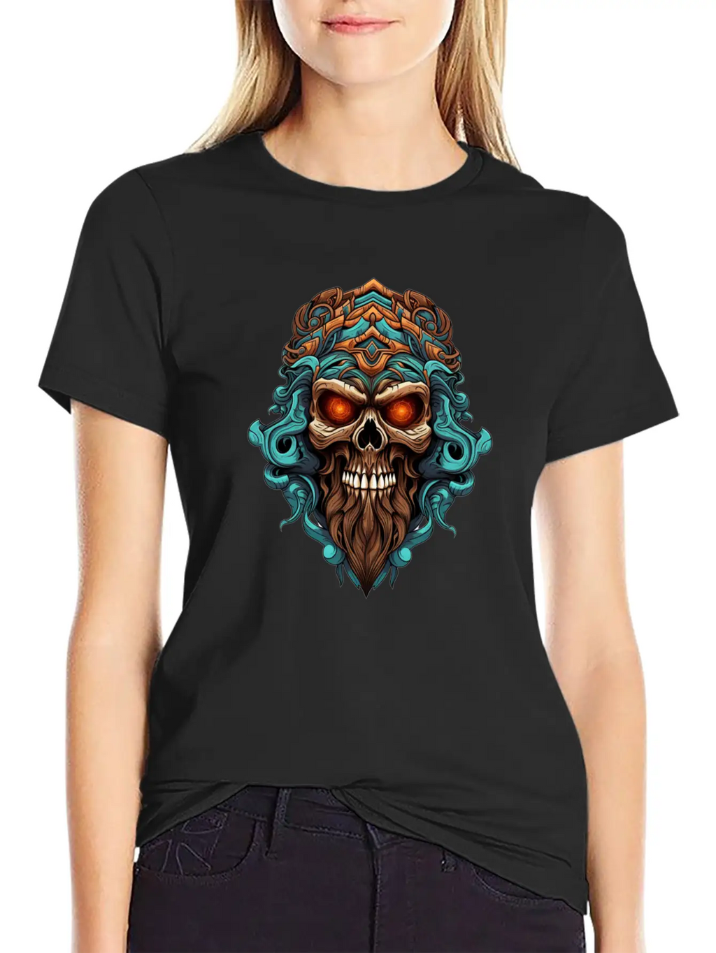 Tribal Style Skull Unisex Casual T-Shirt – Clean Design For Daily Comfort