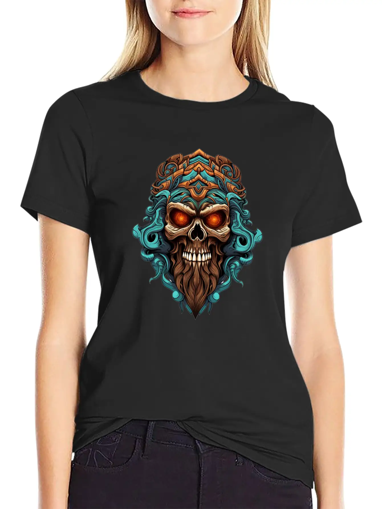 Tribal Style Skull Unisex Casual T-Shirt – Clean Design For Daily Comfort