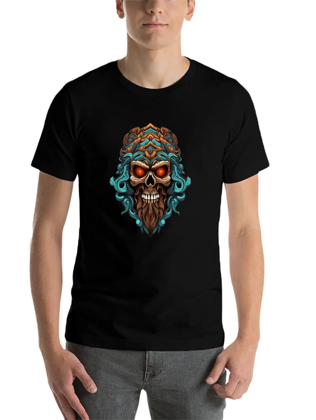 Tribal Style Skull Unisex Casual T-Shirt – Clean Design For Daily Comfort