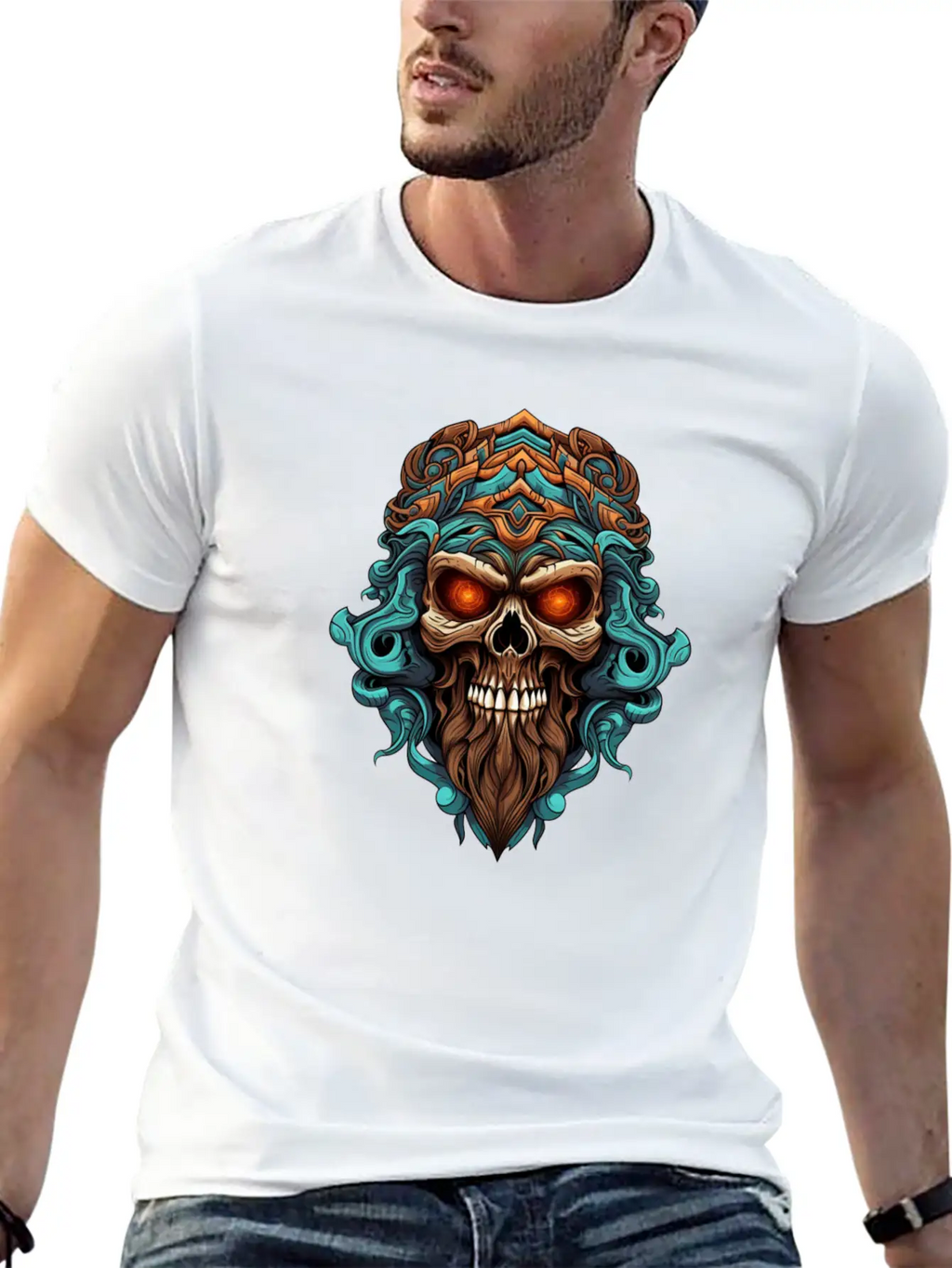 Tribal Style Skull Unisex Casual T-Shirt – Clean Design For Daily Comfort