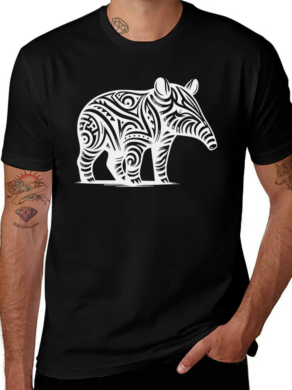 Tribal Tapir Stylish Everyday T-Shirt – Unisex Basic Cotton Tee