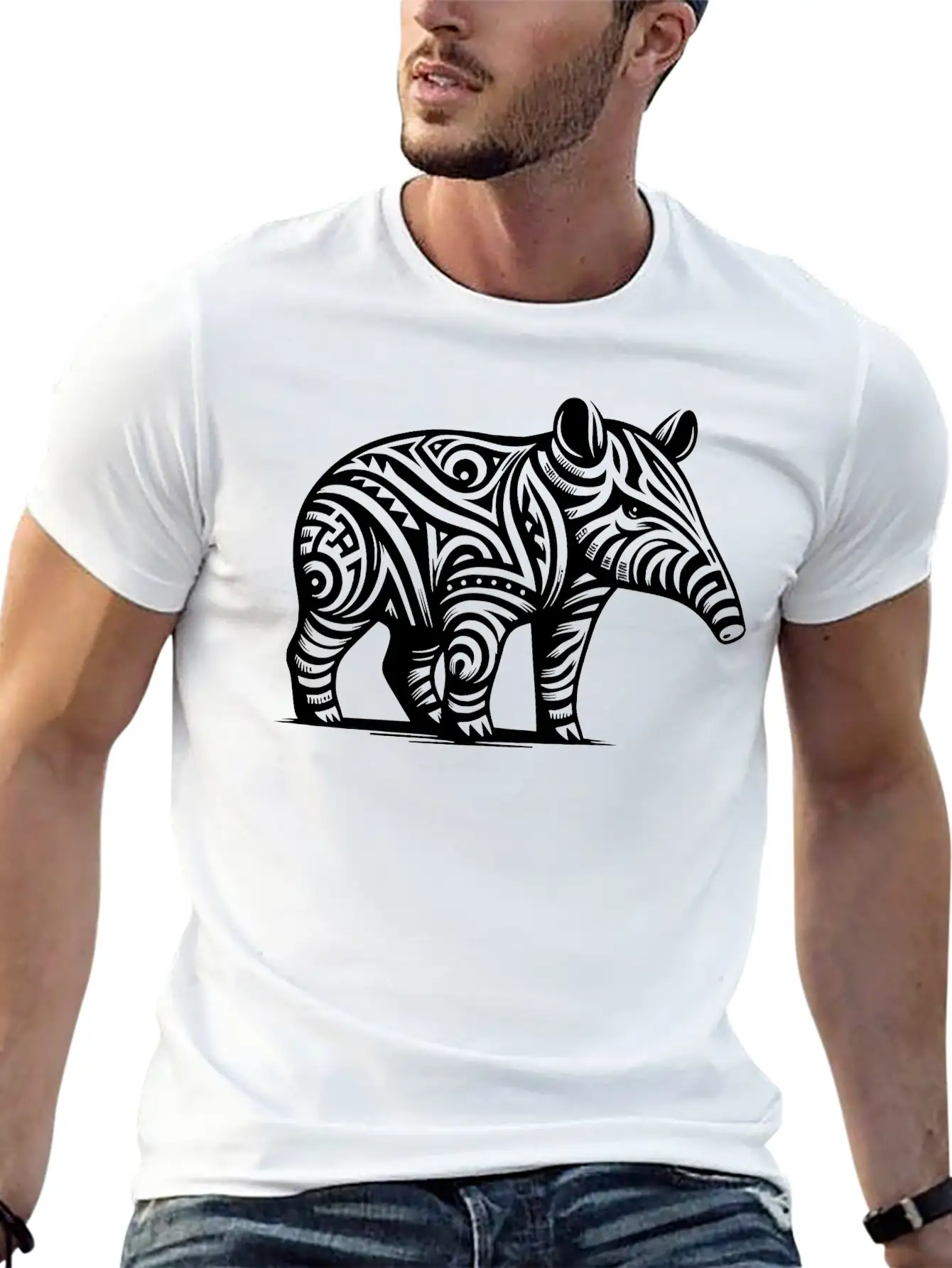 Tribal Tapir Stylish Everyday T-Shirt – Unisex Basic Cotton Tee