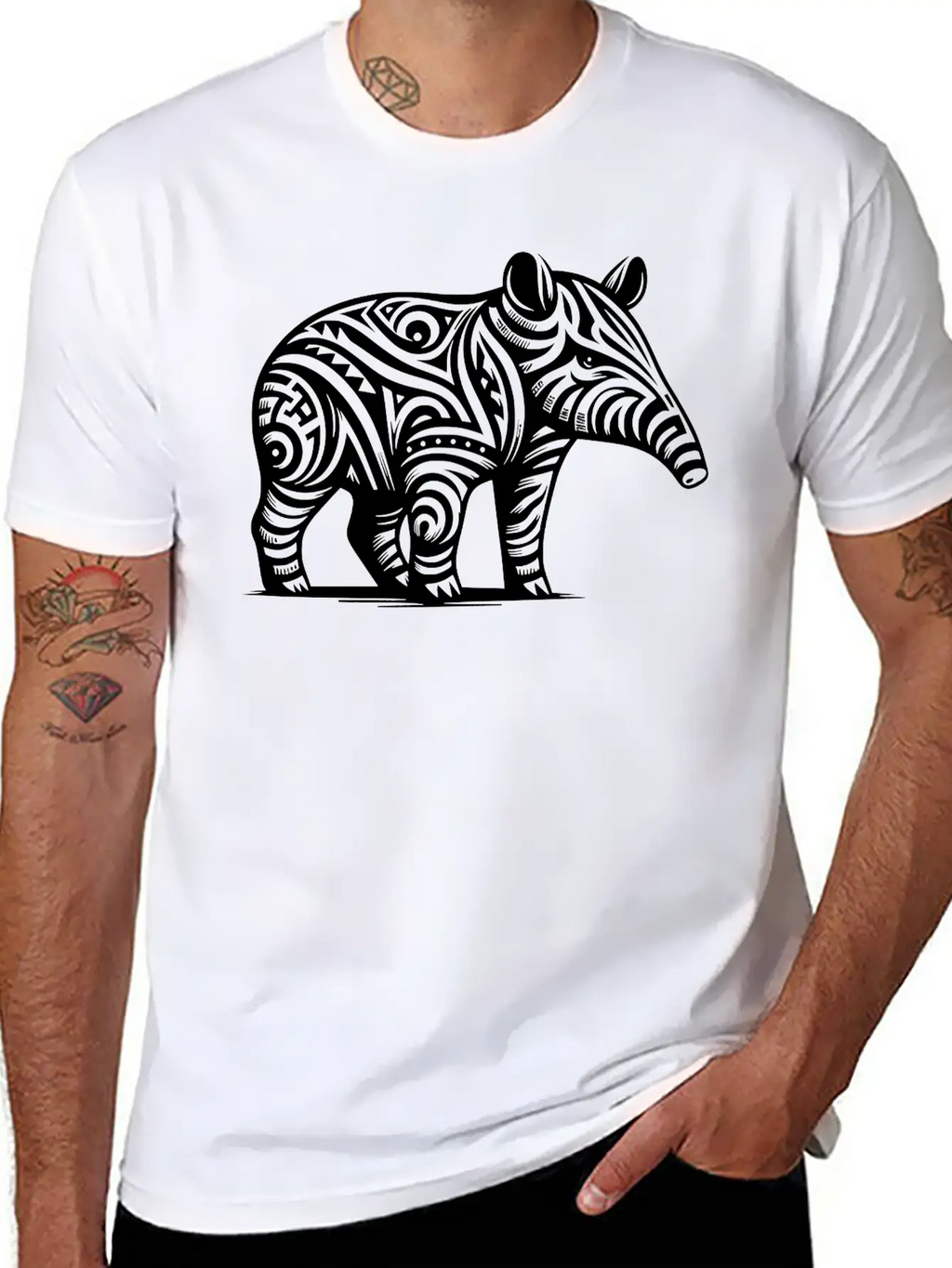 Tribal Tapir Stylish Everyday T-Shirt – Unisex Basic Cotton Tee