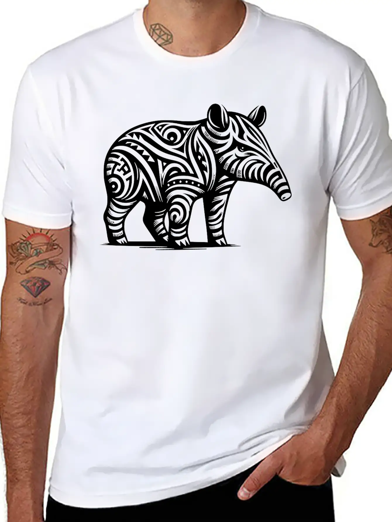 Tribal Tapir Stylish Everyday T-Shirt – Unisex Basic Cotton Tee