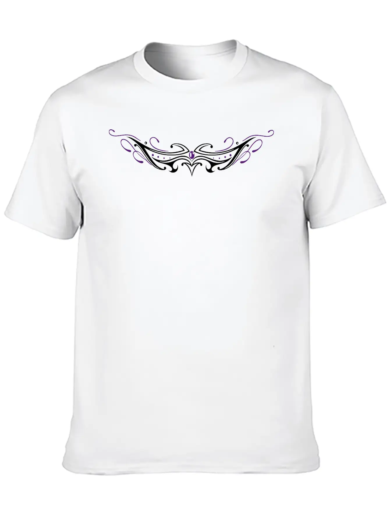Tribal Tattoo Ornament With Gemstone. Casual Graphic T-Shirt – Simple And Comfortable Daily Wear