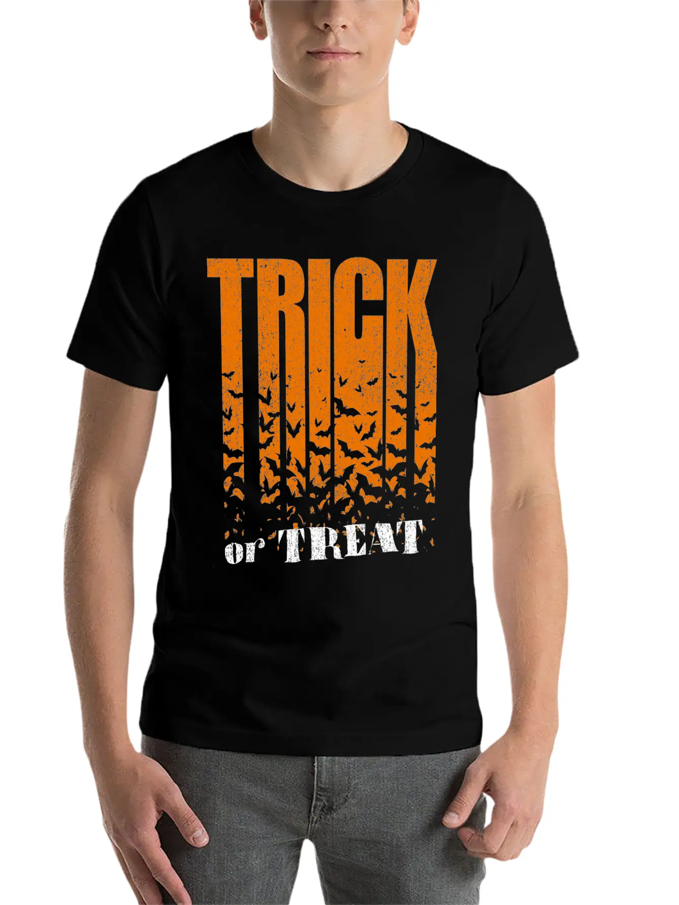Trick Or Treat Bats Lettering Breathable Graphic T-Shirt – Perfect For Casual Days