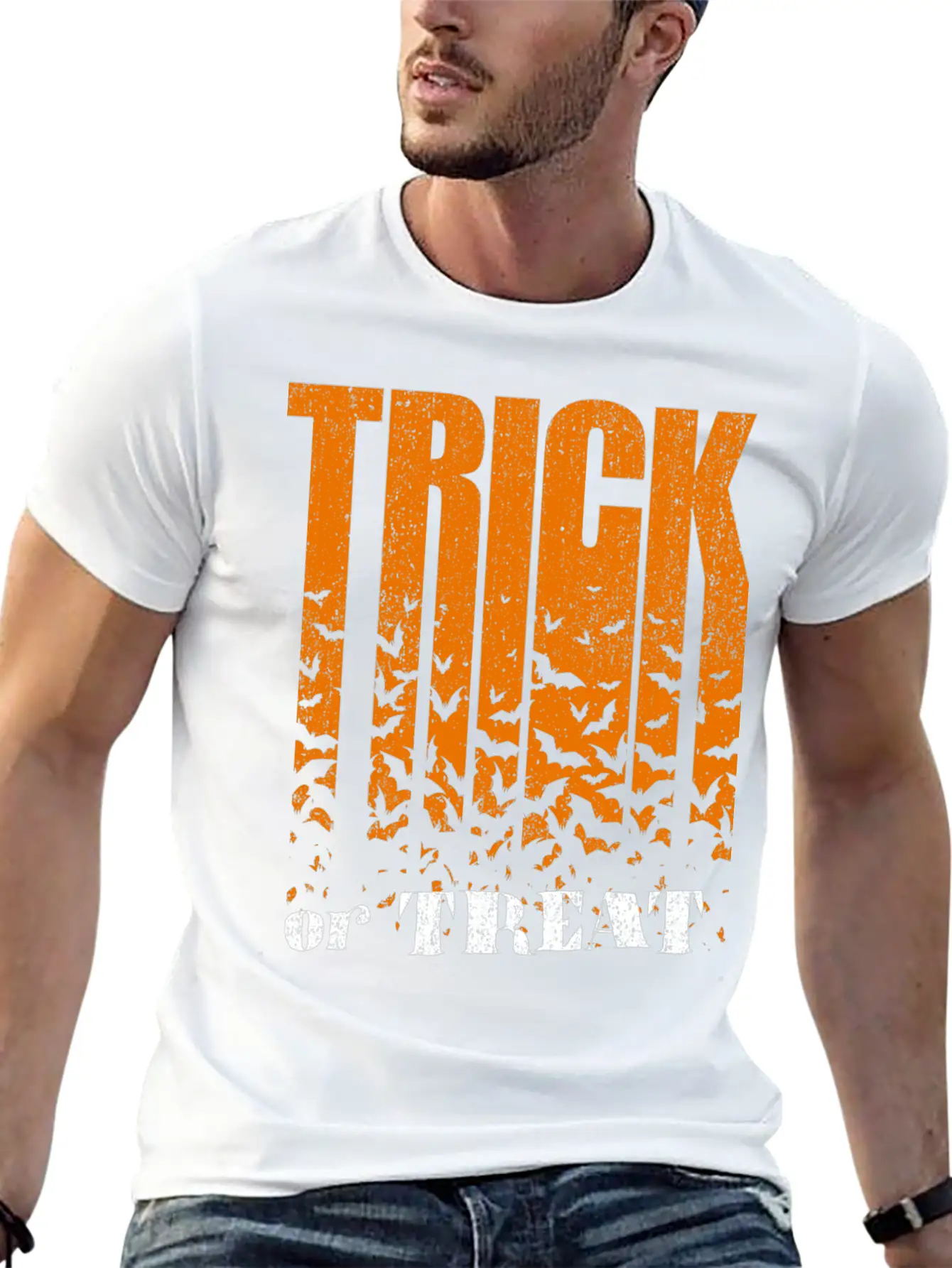 Trick Or Treat Bats Lettering Breathable Graphic T-Shirt – Perfect For Casual Days