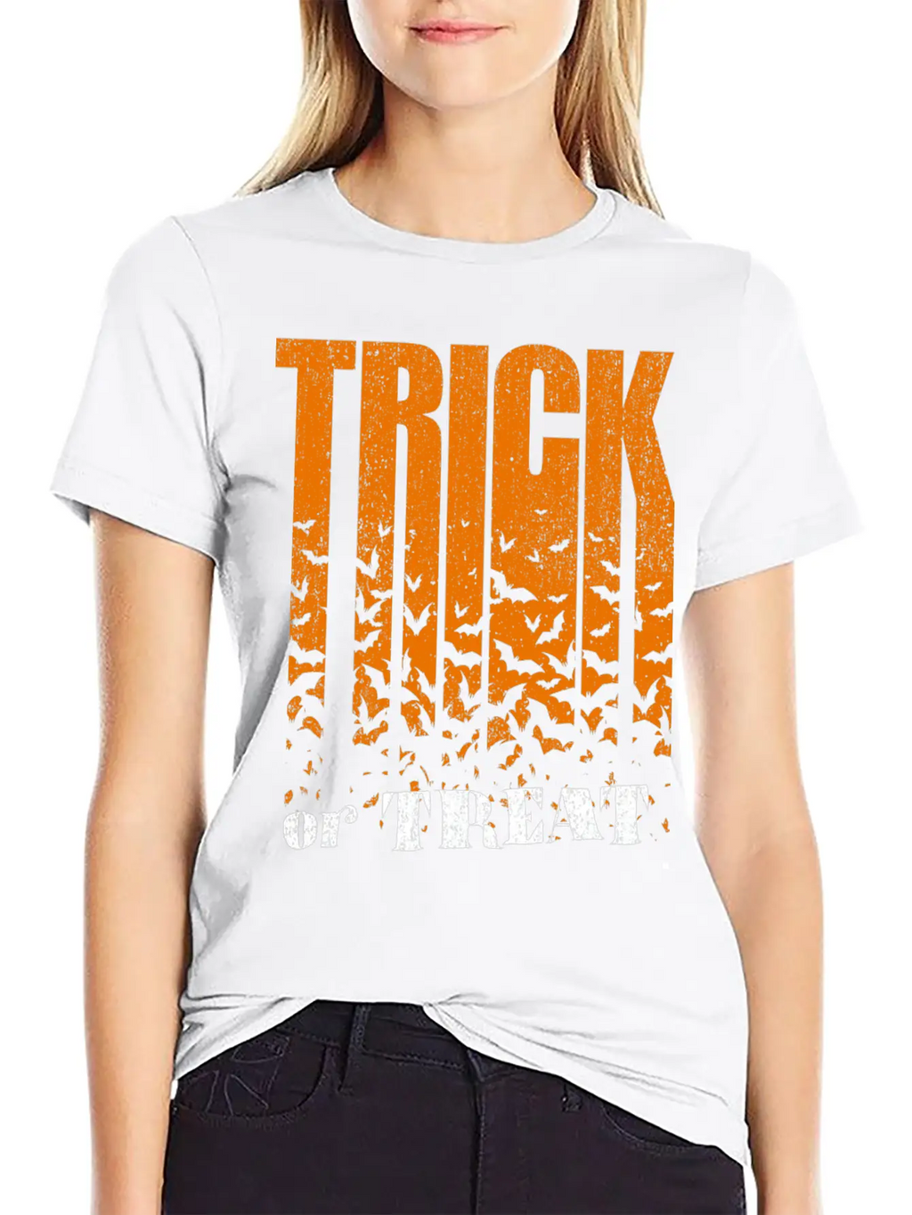 Trick Or Treat Bats Lettering Breathable Graphic T-Shirt – Perfect For Casual Days