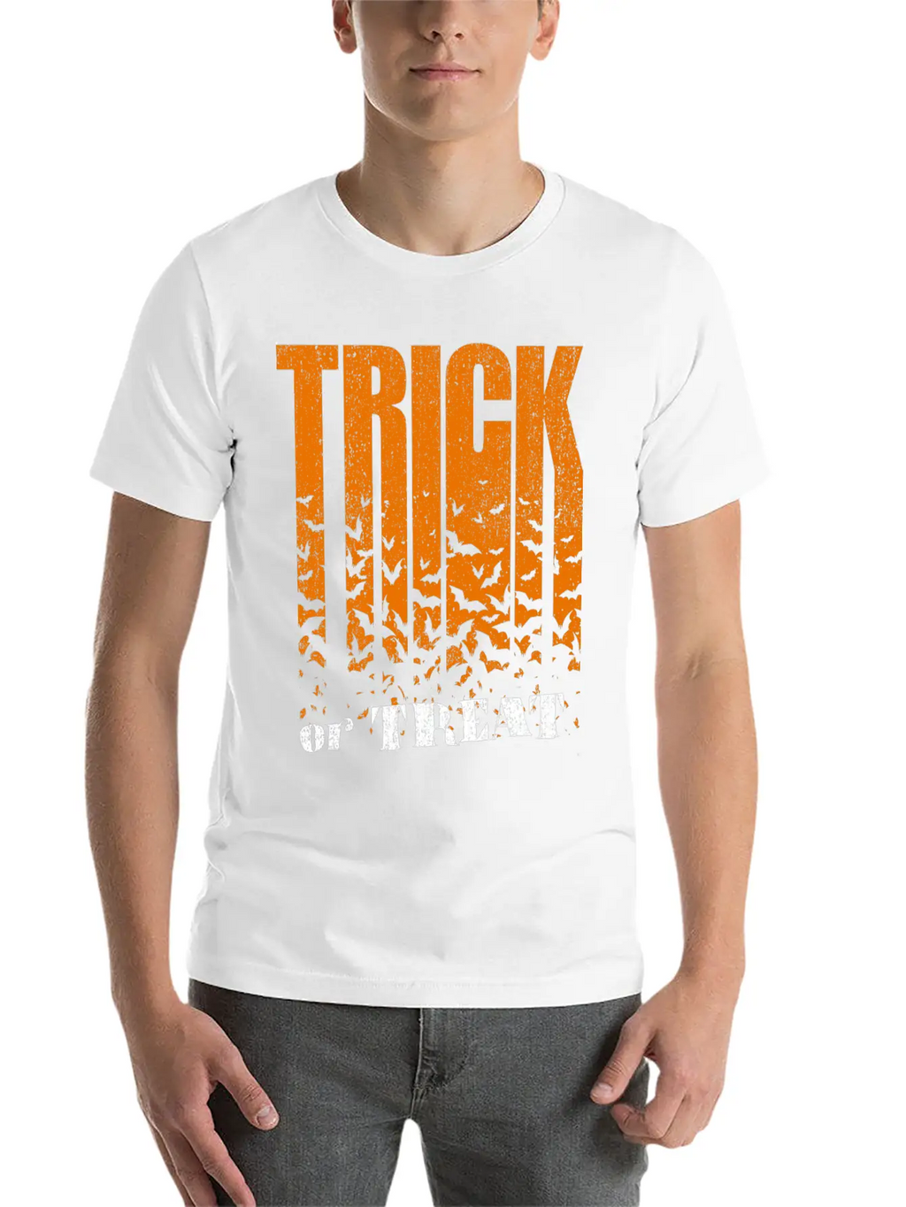 Trick Or Treat Bats Lettering Breathable Graphic T-Shirt – Perfect For Casual Days