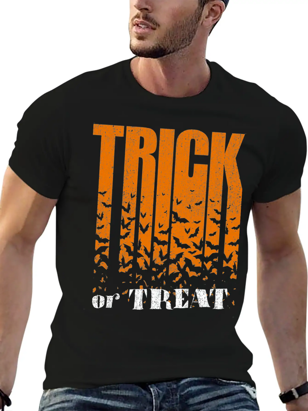 Trick Or Treat Bats Lettering Breathable Graphic T-Shirt – Perfect For Casual Days