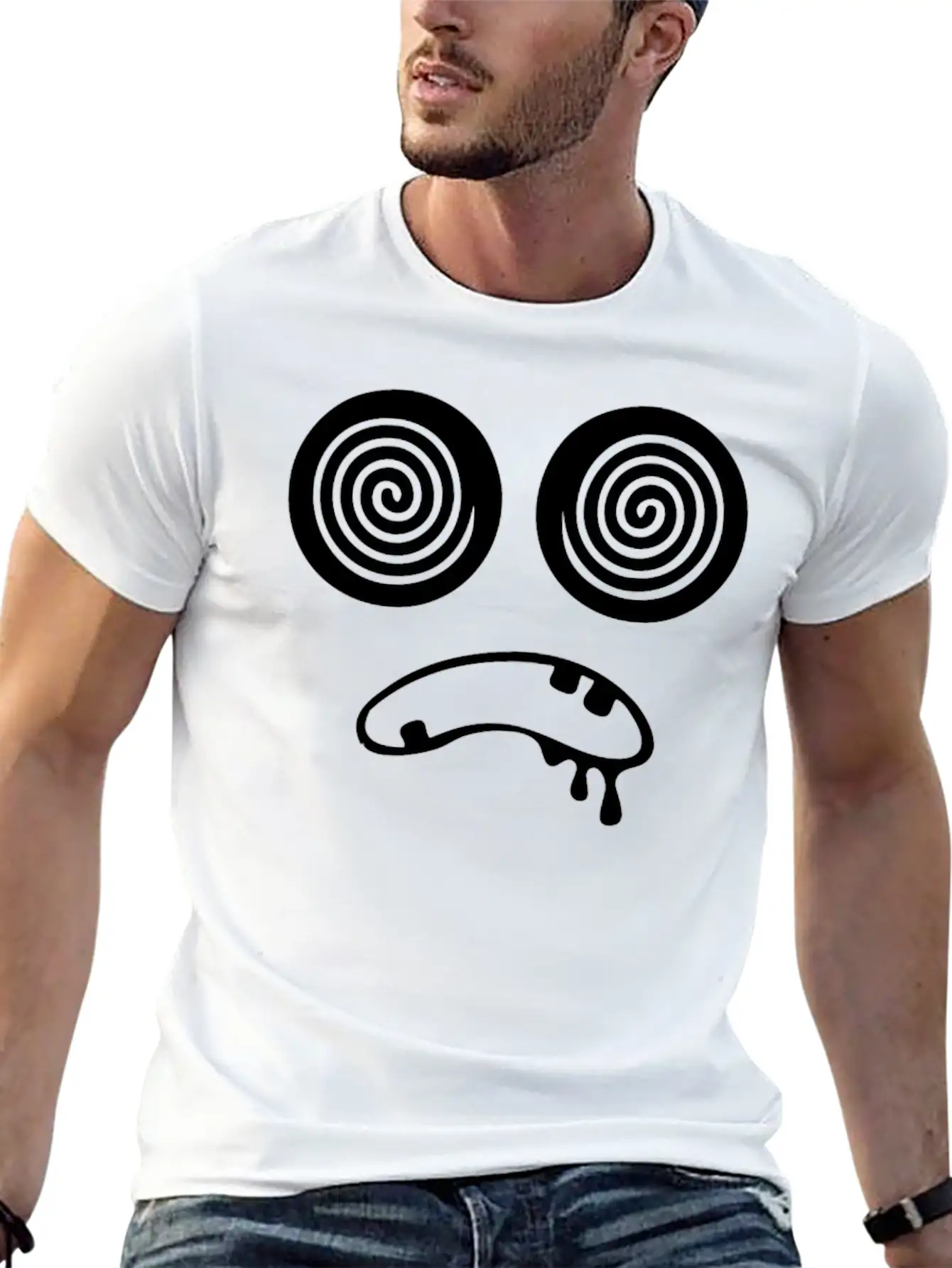 Trippy Hypnotic Drooling Monster Unisex Short Sleeve Soft Cotton T-Shirt – Casual Everyday Wear