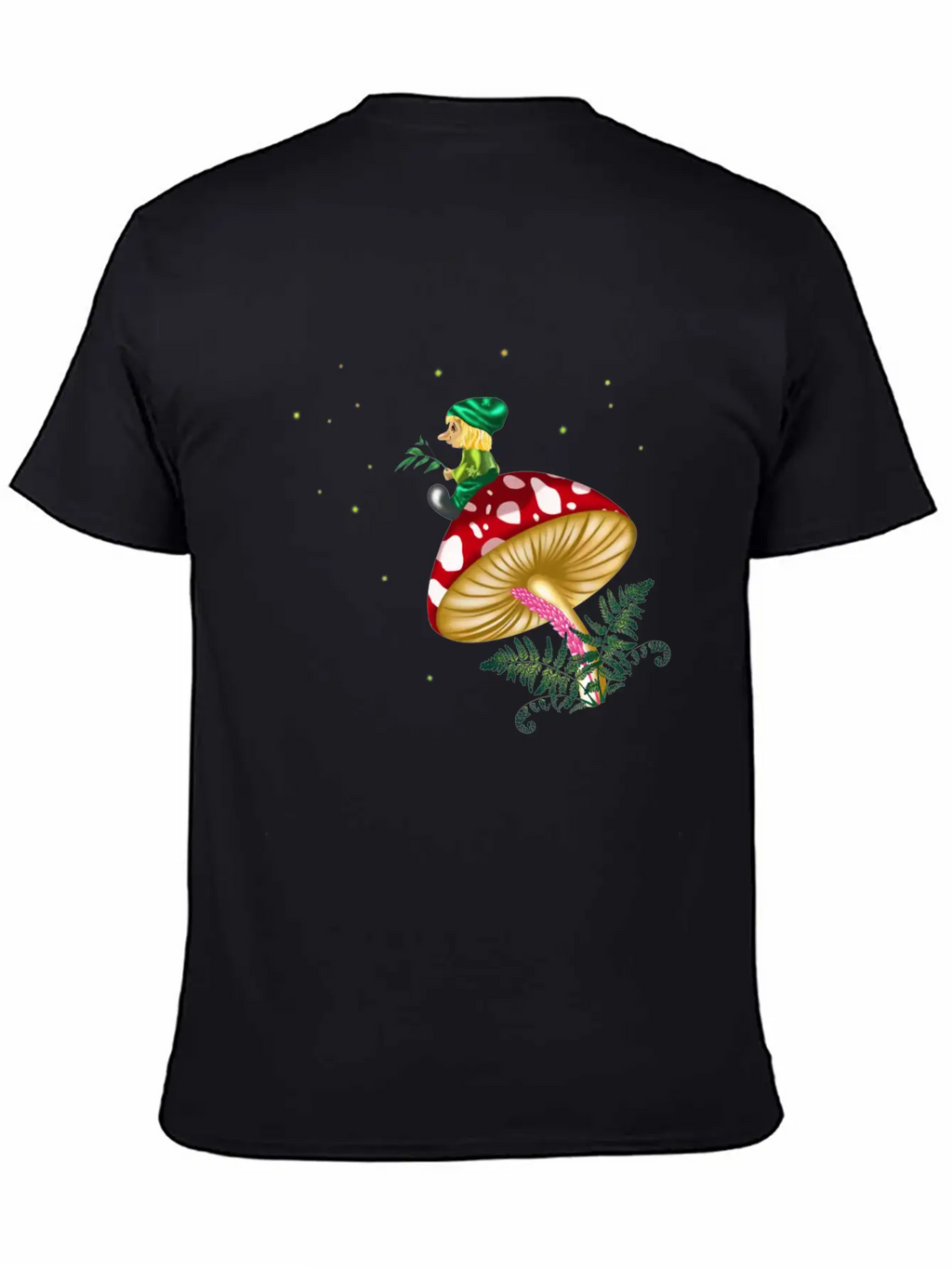 Troll Sitting On A Mushroom Under A Starry Sky Unisex Casual T-Shirt – Clean Design For Daily Comfort