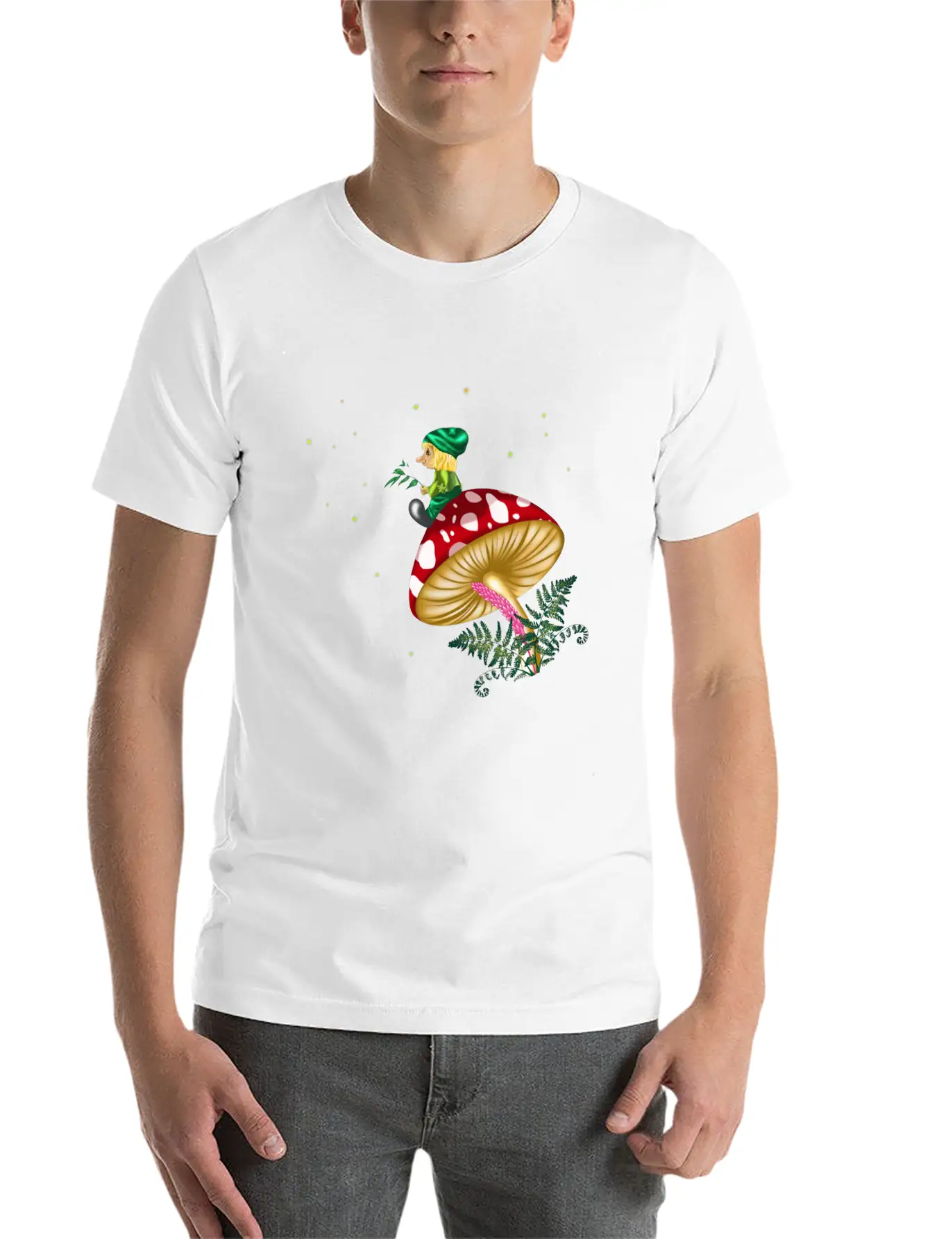Troll Sitting On A Mushroom Under A Starry Sky Unisex Casual T-Shirt – Clean Design For Daily Comfort