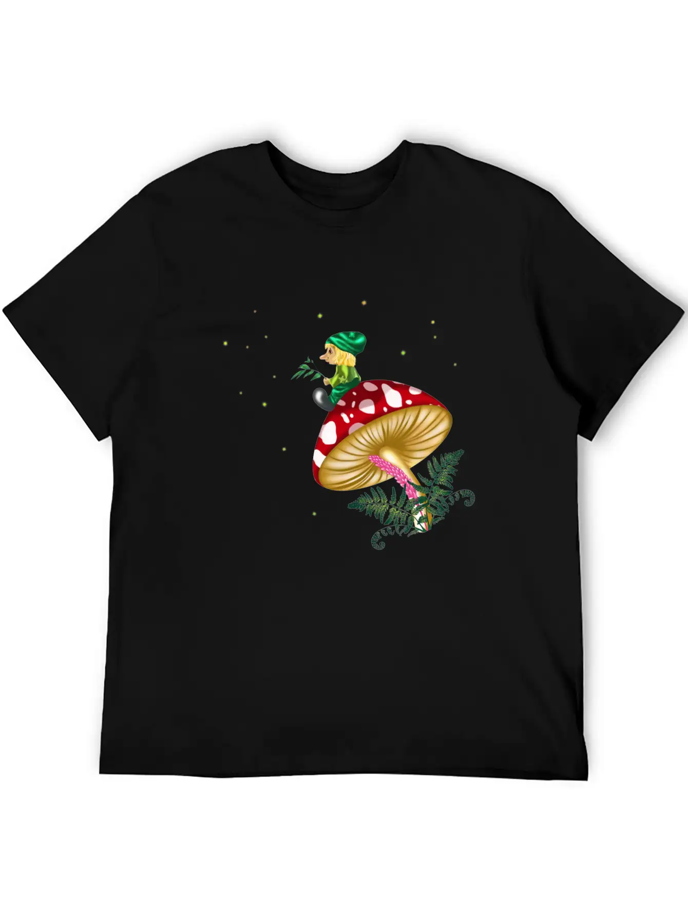 Troll Sitting On A Mushroom Under A Starry Sky Unisex Casual T-Shirt – Clean Design For Daily Comfort