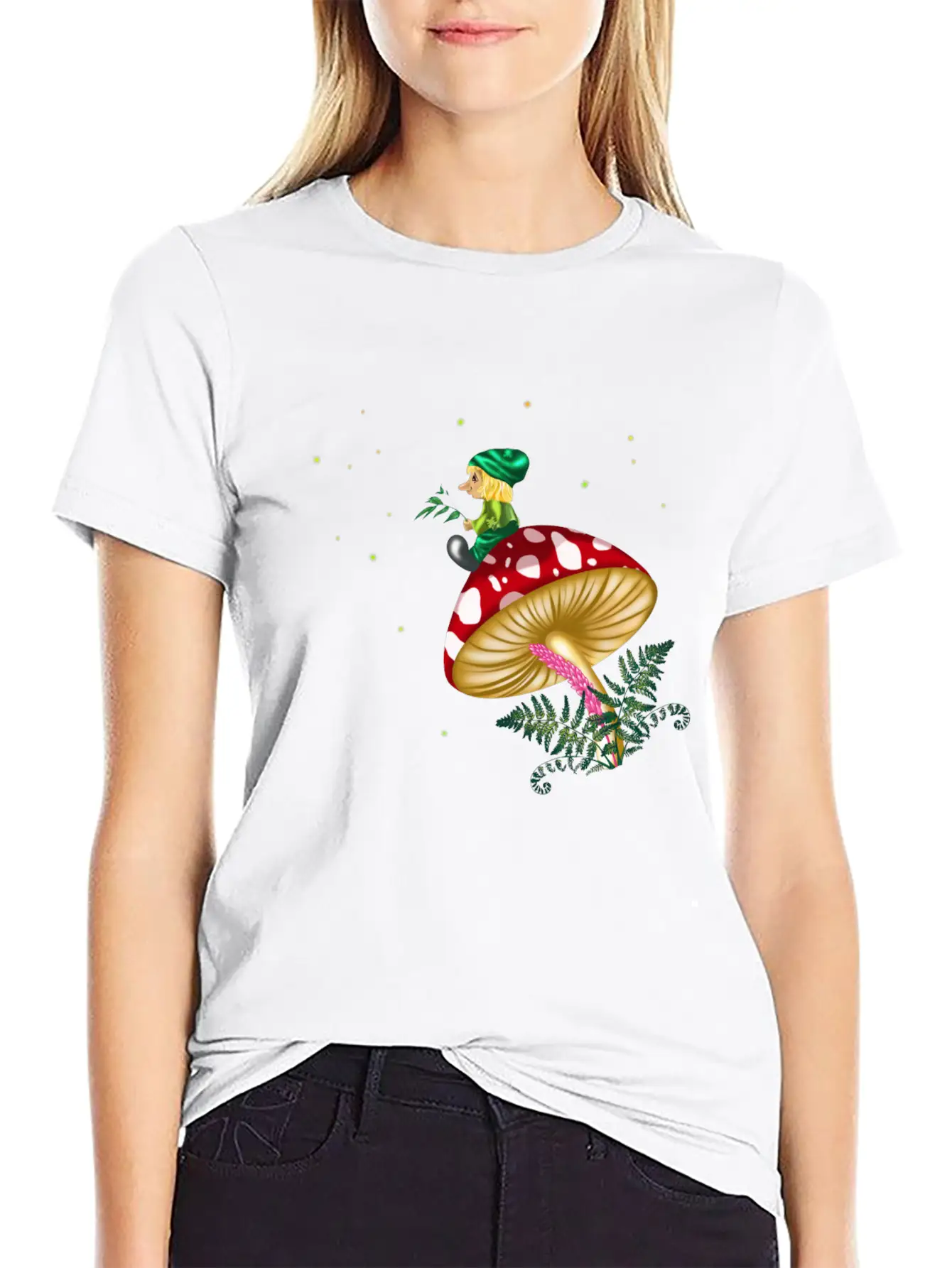 Troll Sitting On A Mushroom Under A Starry Sky Unisex Casual T-Shirt – Clean Design For Daily Comfort