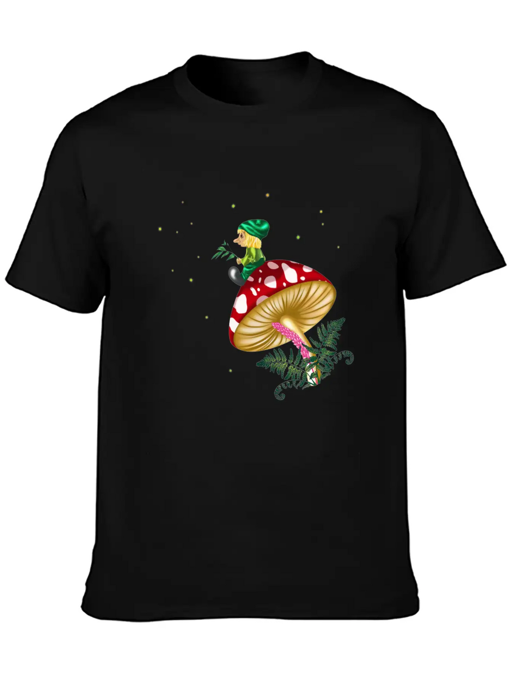 Troll Sitting On A Mushroom Under A Starry Sky Unisex Casual T-Shirt – Clean Design For Daily Comfort
