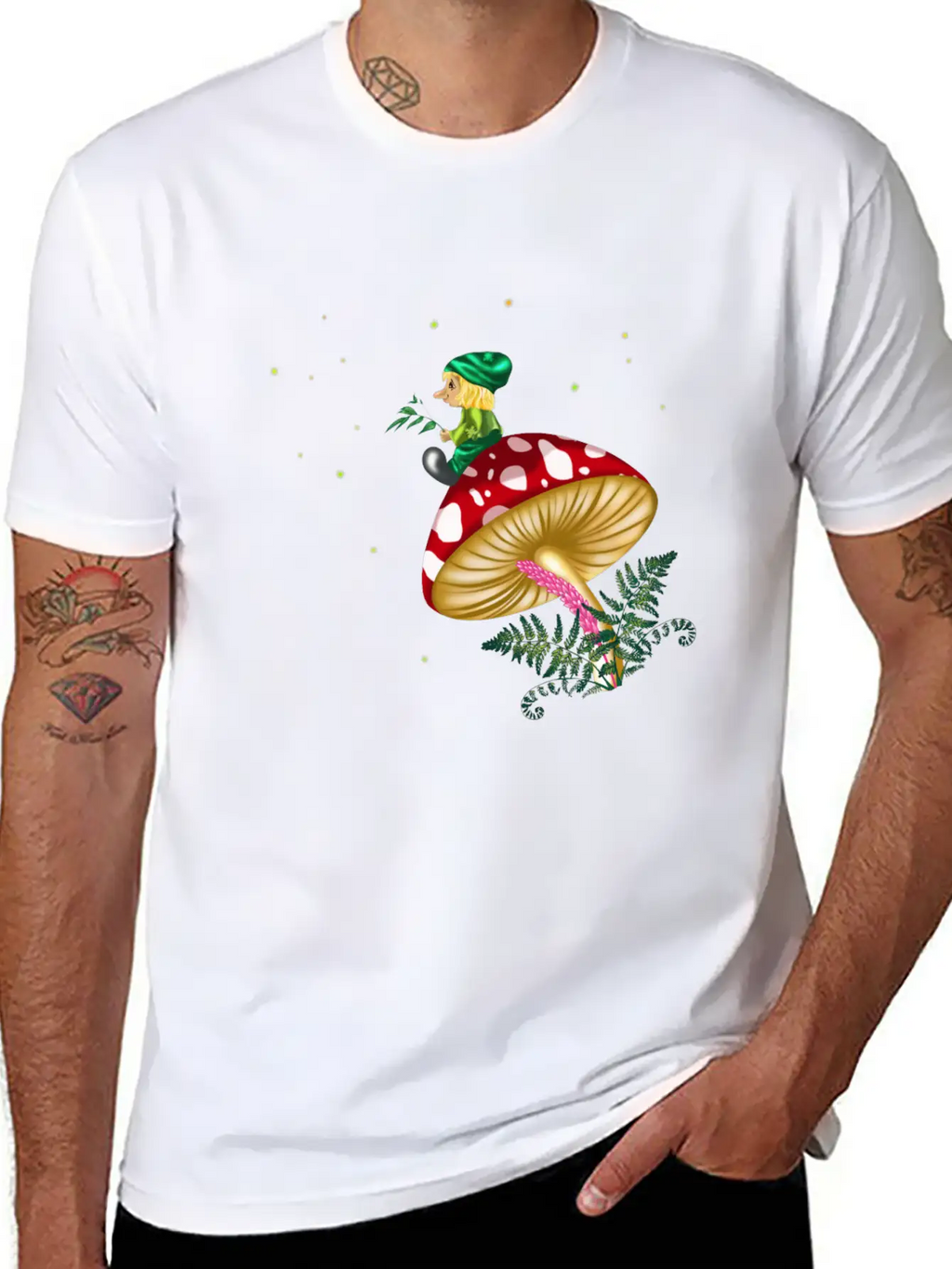 Troll Sitting On A Mushroom Under A Starry Sky Unisex Casual T-Shirt – Clean Design For Daily Comfort