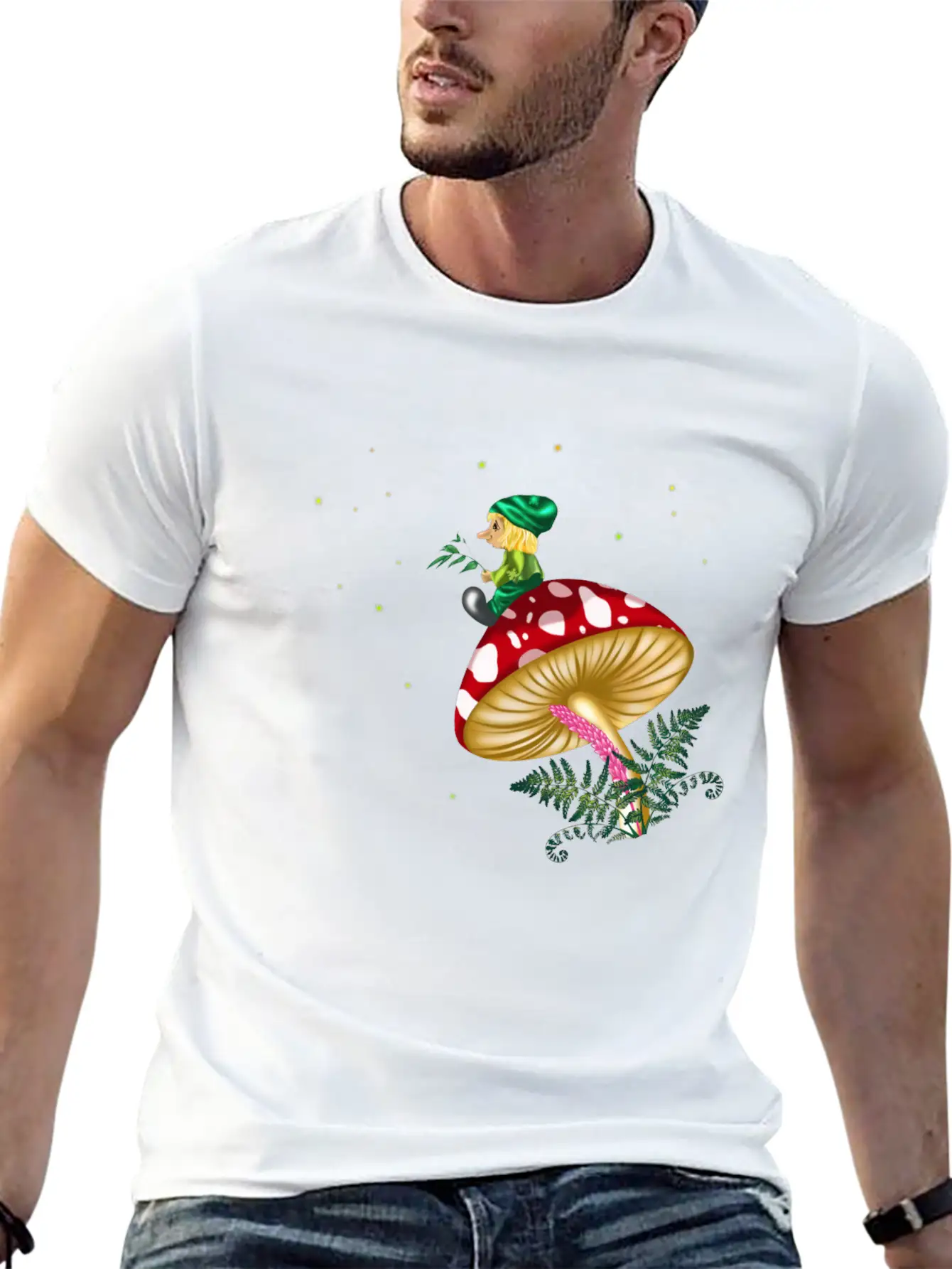 Troll Sitting On A Mushroom Under A Starry Sky Unisex Casual T-Shirt – Clean Design For Daily Comfort