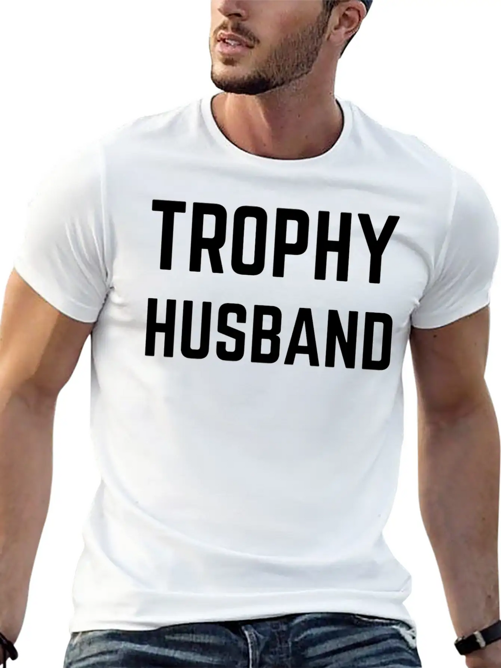 Trophy Husband White Unisex Casual T-Shirt – Clean Design For Daily Comfort