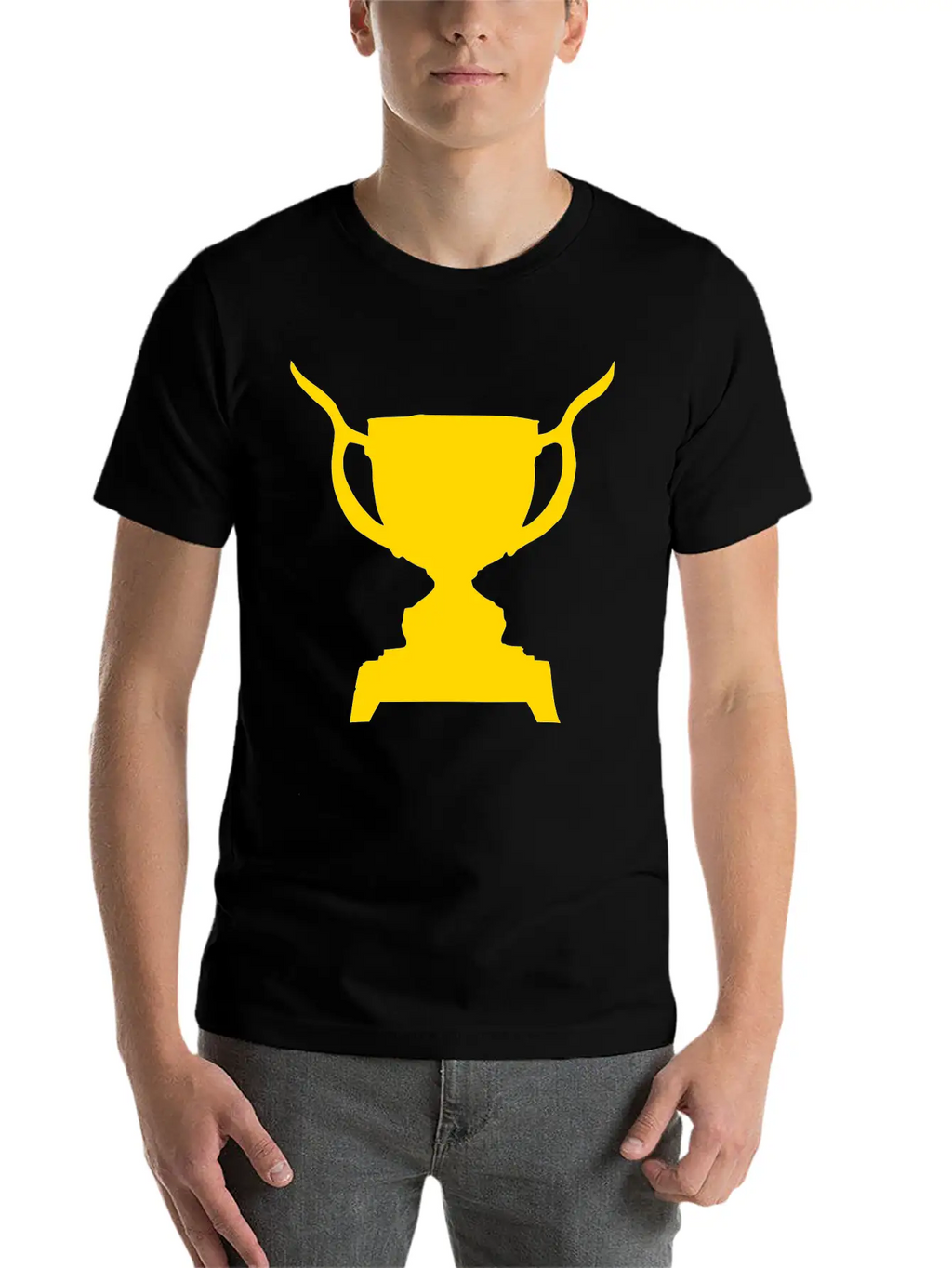 Trophy Single Color Vector Classic Fit Graphic Tee For Daily Comfort – Unisex Cotton Shirt