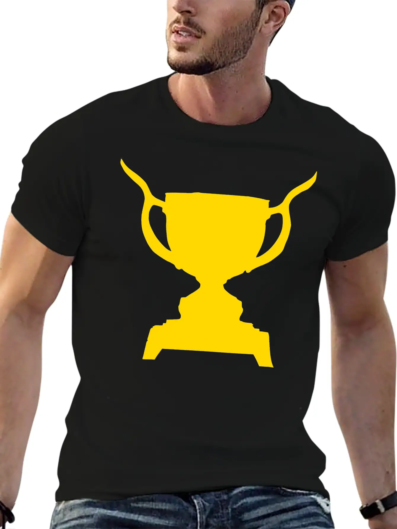 Trophy Single Color Vector Classic Fit Graphic Tee For Daily Comfort – Unisex Cotton Shirt