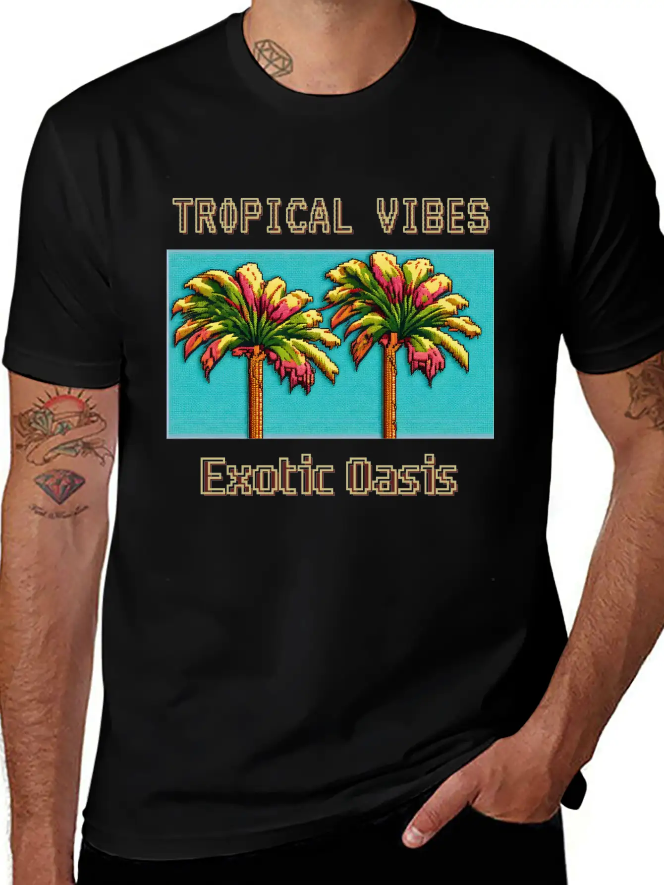 TROPICAL VIBES Exotic Oasis Unisex Casual T-Shirt – Clean Design For Daily Comfort