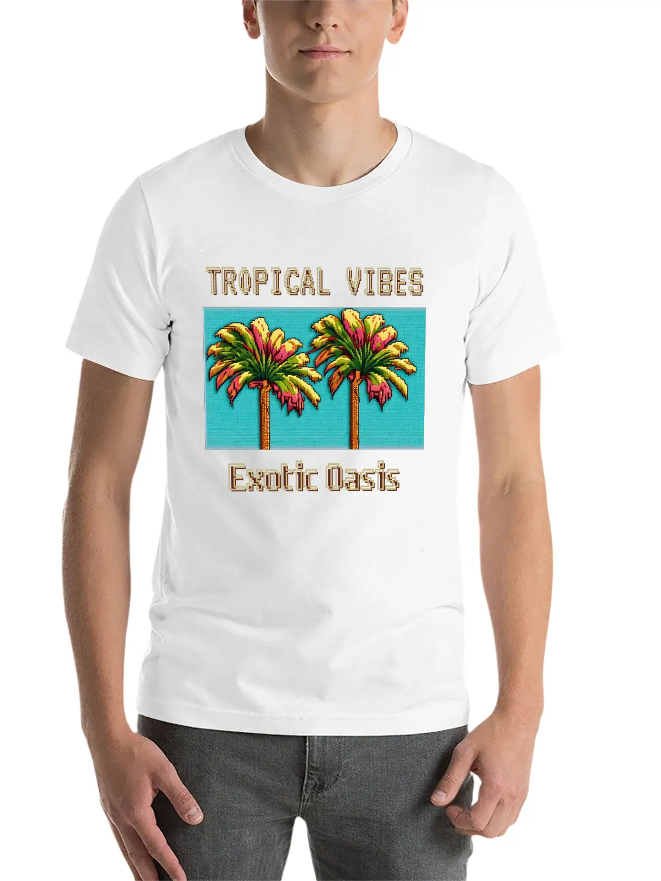 TROPICAL VIBES Exotic Oasis Unisex Casual T-Shirt – Clean Design For Daily Comfort