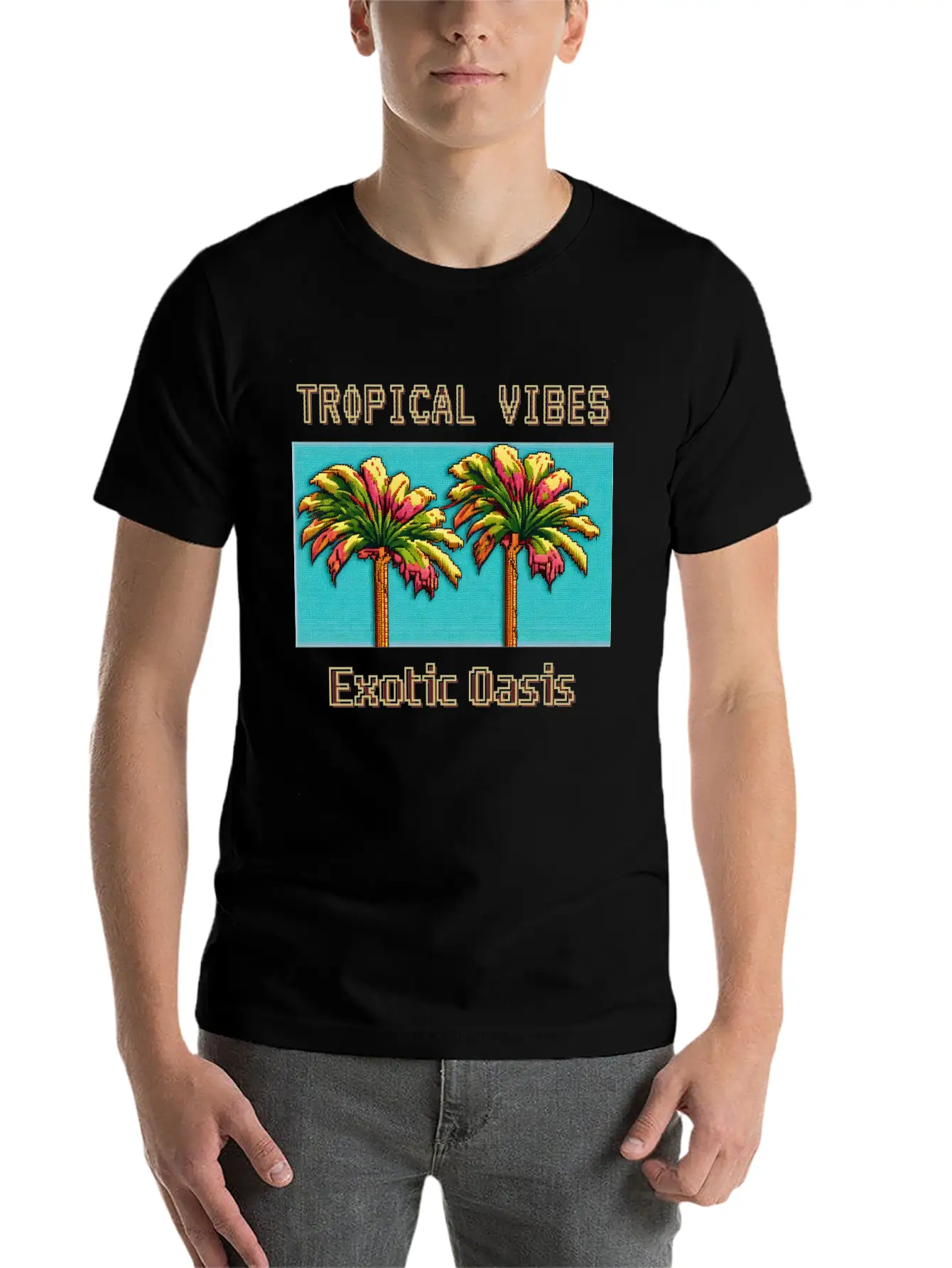 TROPICAL VIBES Exotic Oasis Unisex Casual T-Shirt – Clean Design For Daily Comfort