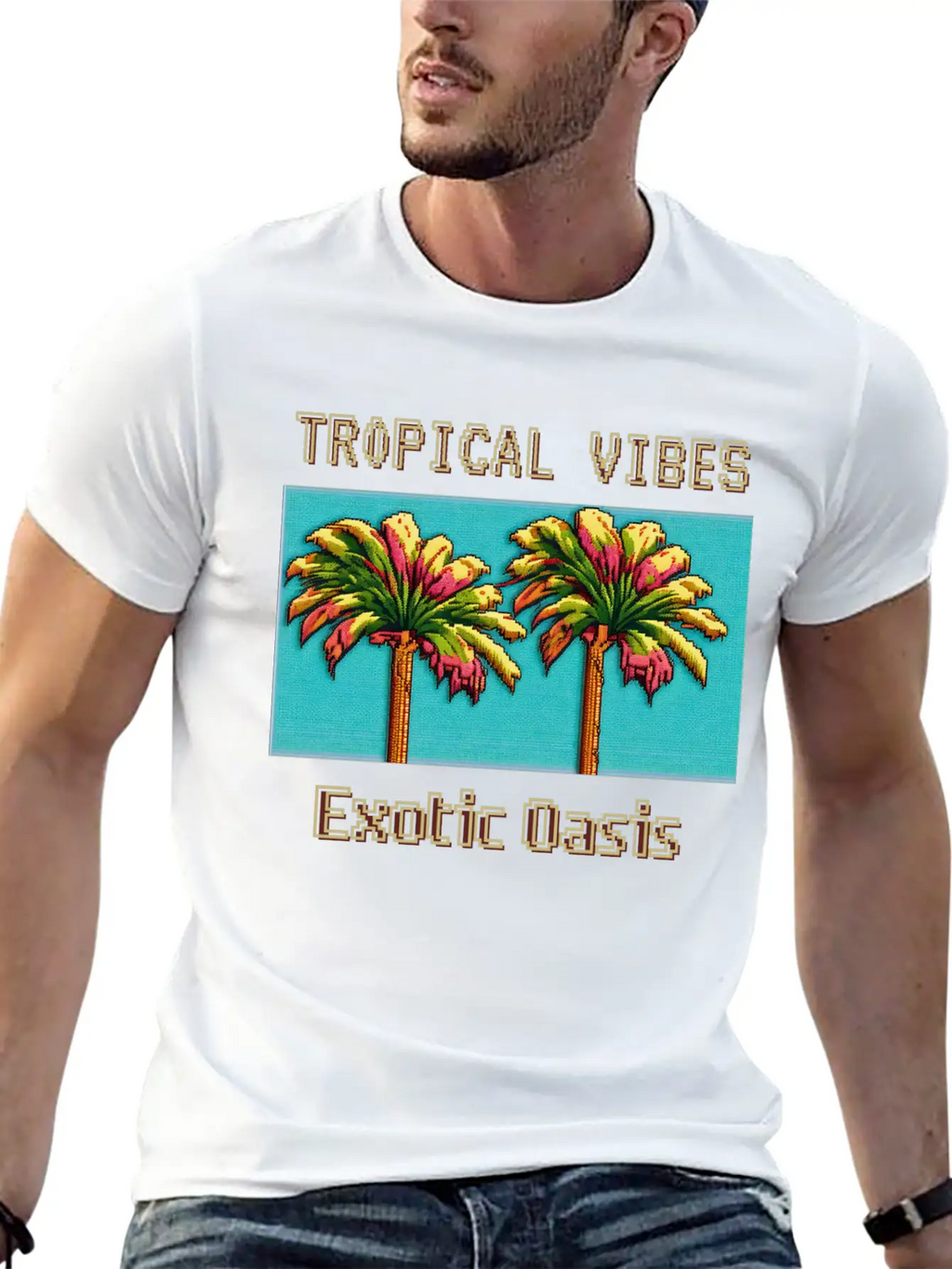 TROPICAL VIBES Exotic Oasis Unisex Casual T-Shirt – Clean Design For Daily Comfort