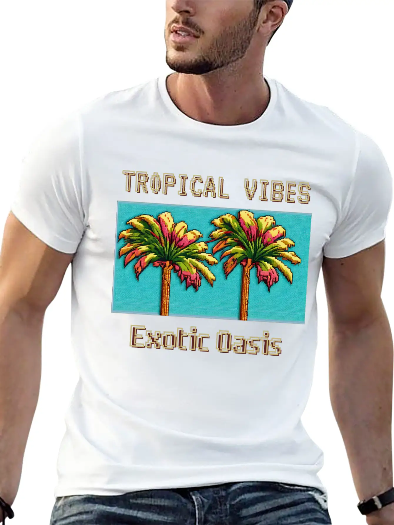 TROPICAL VIBES Exotic Oasis Unisex Casual T-Shirt – Clean Design For Daily Comfort