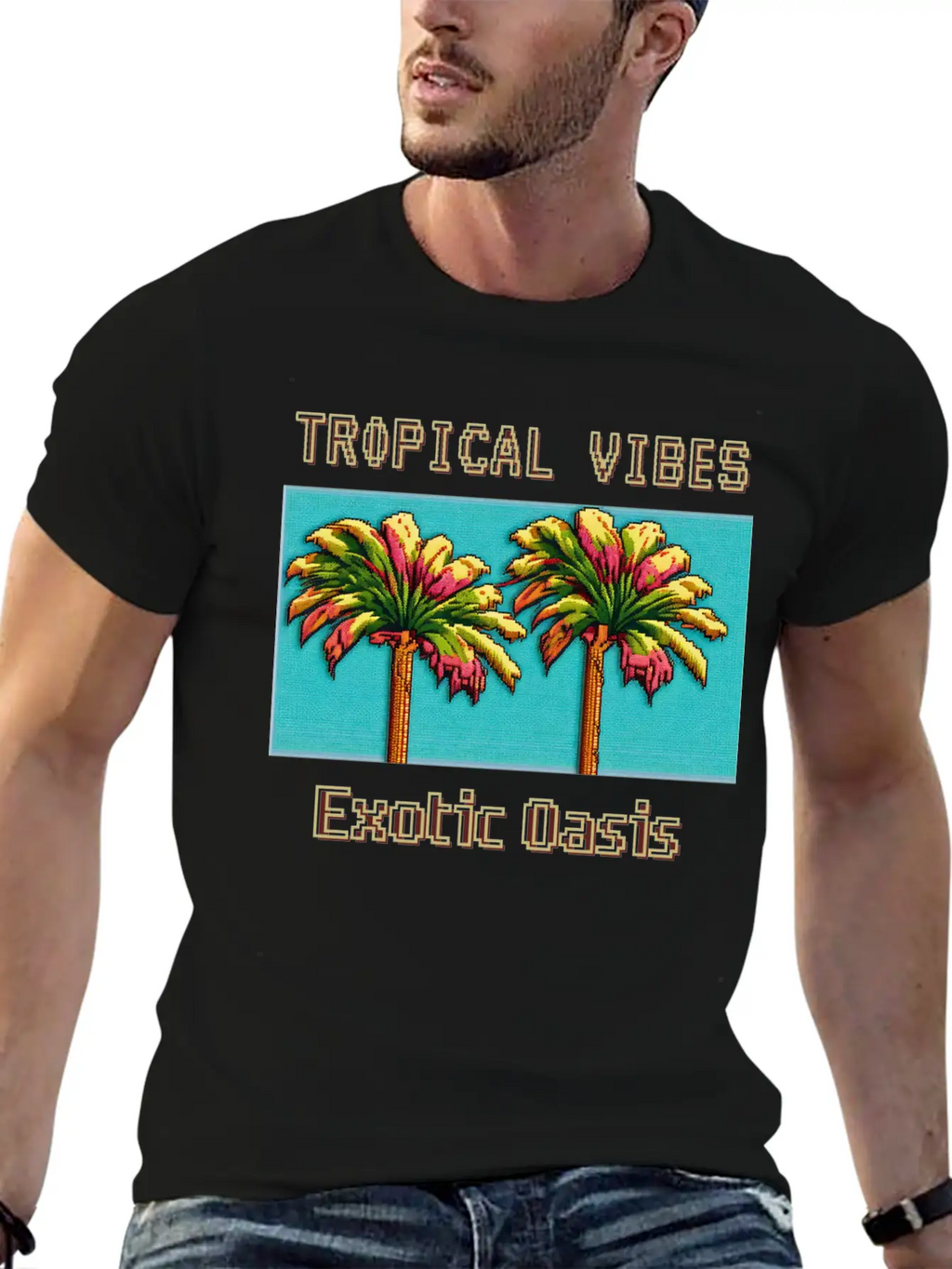 TROPICAL VIBES Exotic Oasis Unisex Casual T-Shirt – Clean Design For Daily Comfort