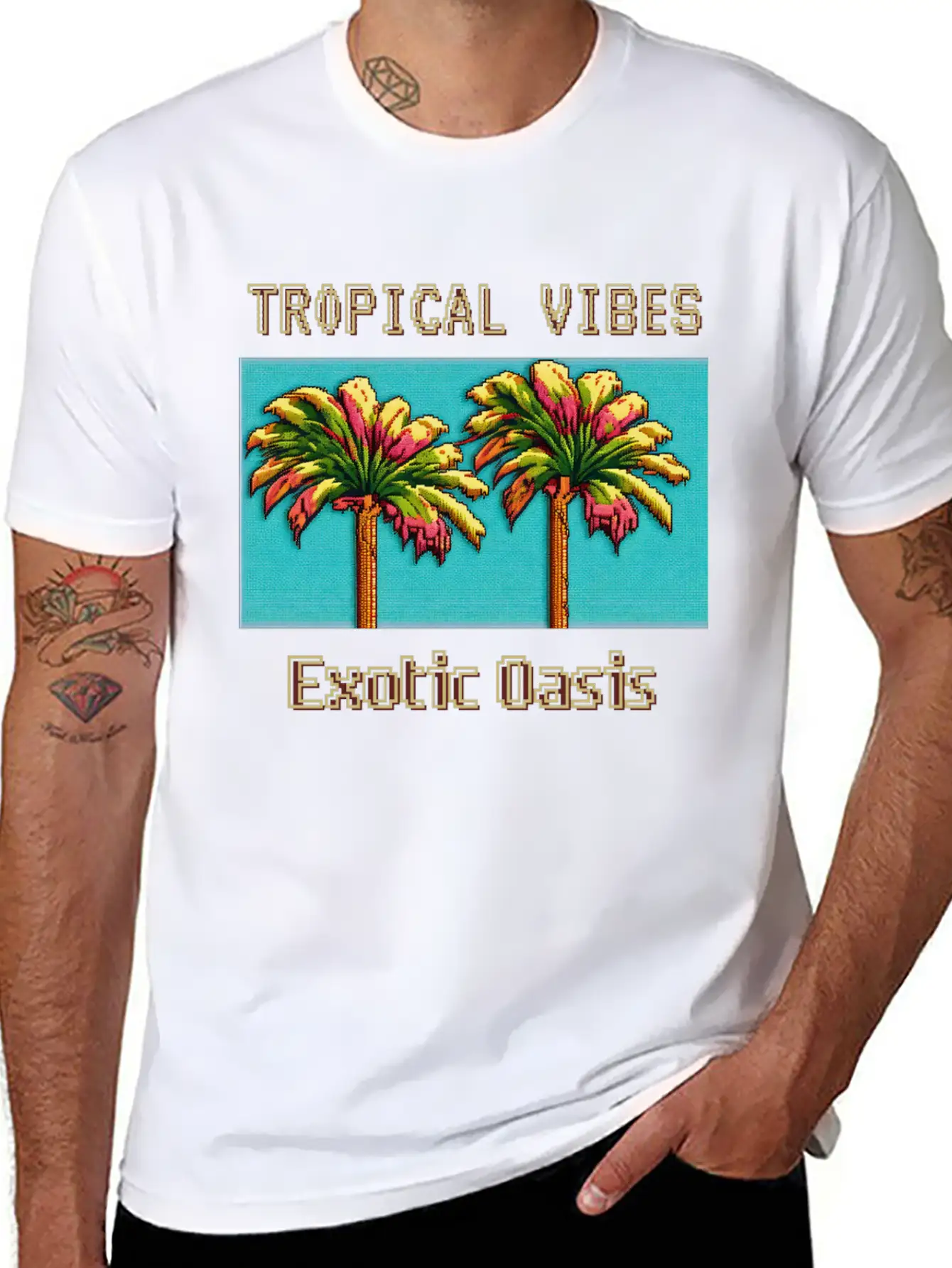 TROPICAL VIBES Exotic Oasis Unisex Casual T-Shirt – Clean Design For Daily Comfort