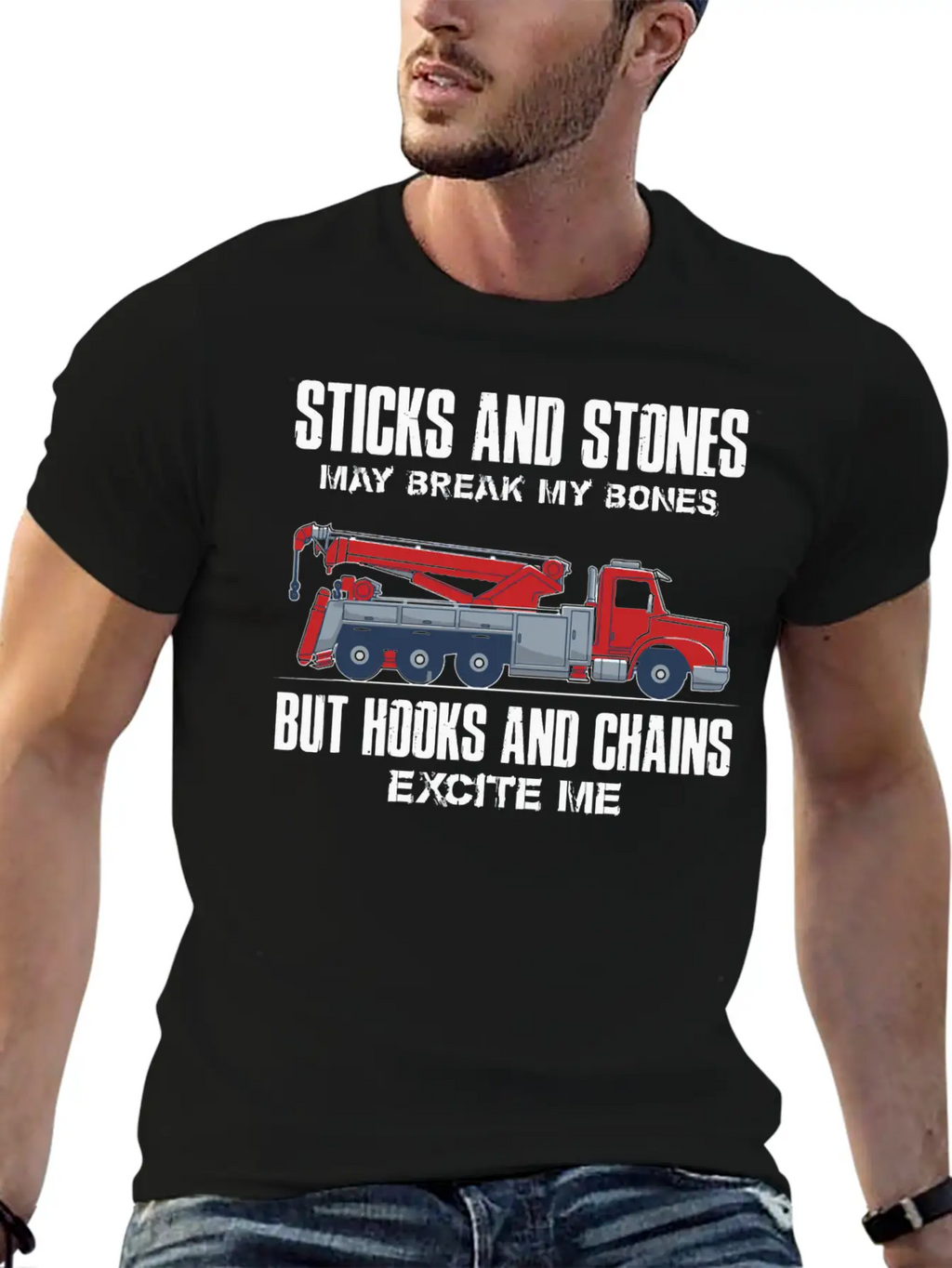 Truck Driver Stones May Break My Bone Casual Graphic T-Shirt – Simple And Comfortable Daily Wear
