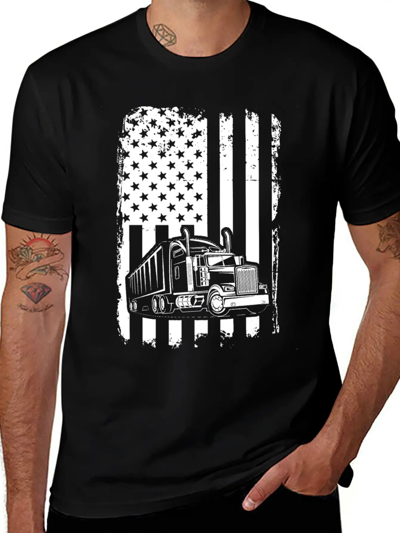Truck Driver T Shirt American Flag Essential Cotton Tee For Daily Outfits – Unisex Style
