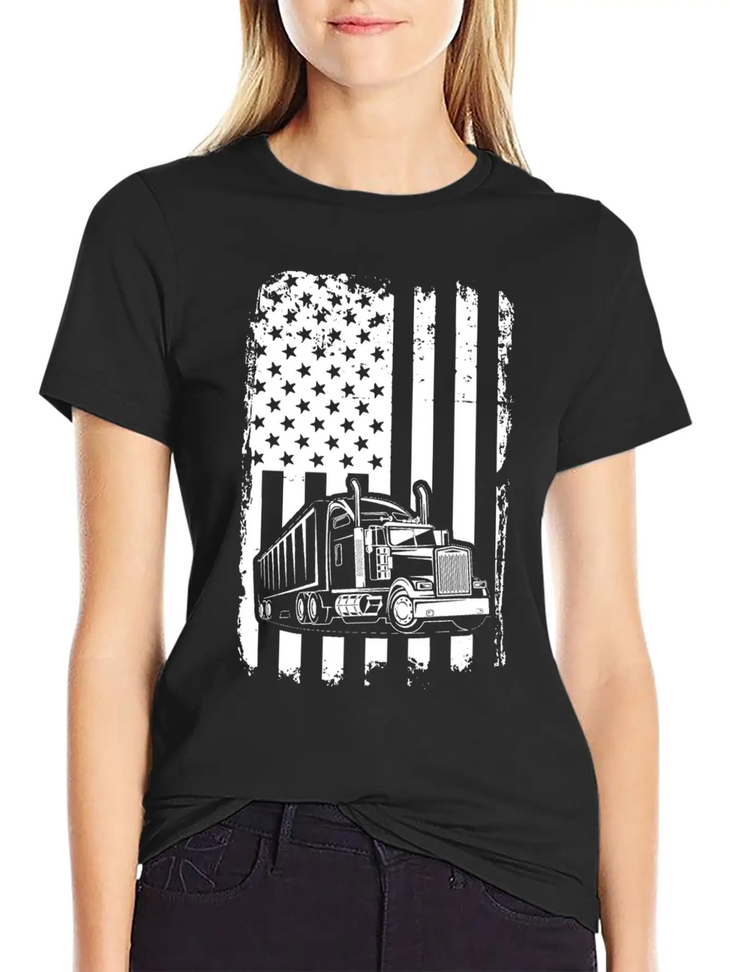 Truck Driver T Shirt American Flag Essential Cotton Tee For Daily Outfits – Unisex Style
